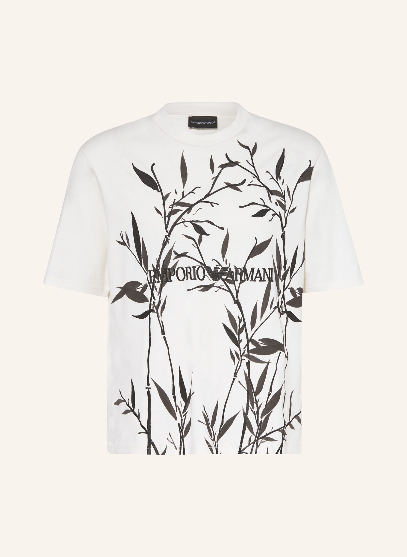 EMPORIO ARMANI T-shirt with embroidery, Color: ECRU/ BLACK (Image 1)