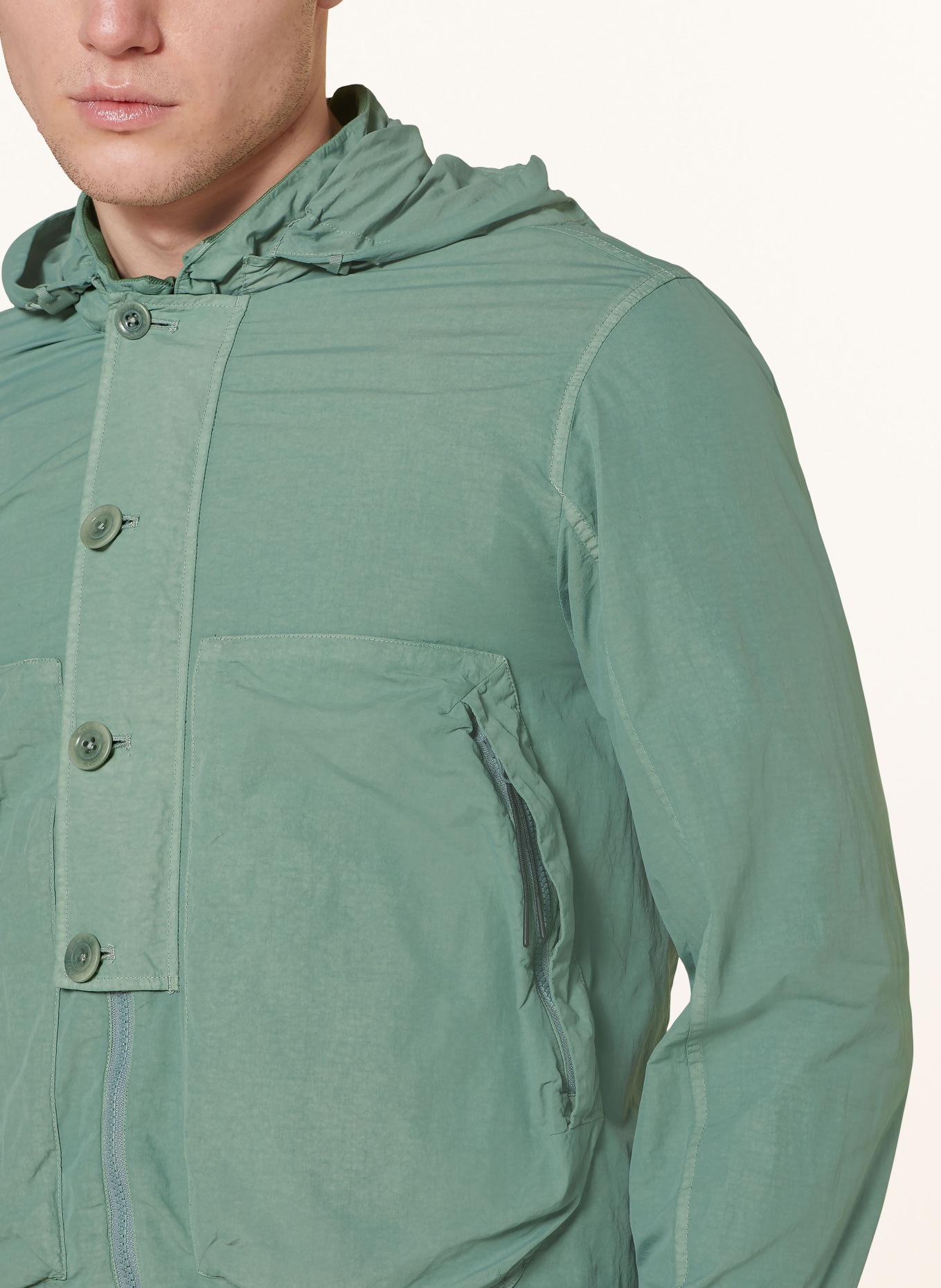C.P. COMPANY Jacket with detachable hood, Color: LIGHT GREEN (Image 4)