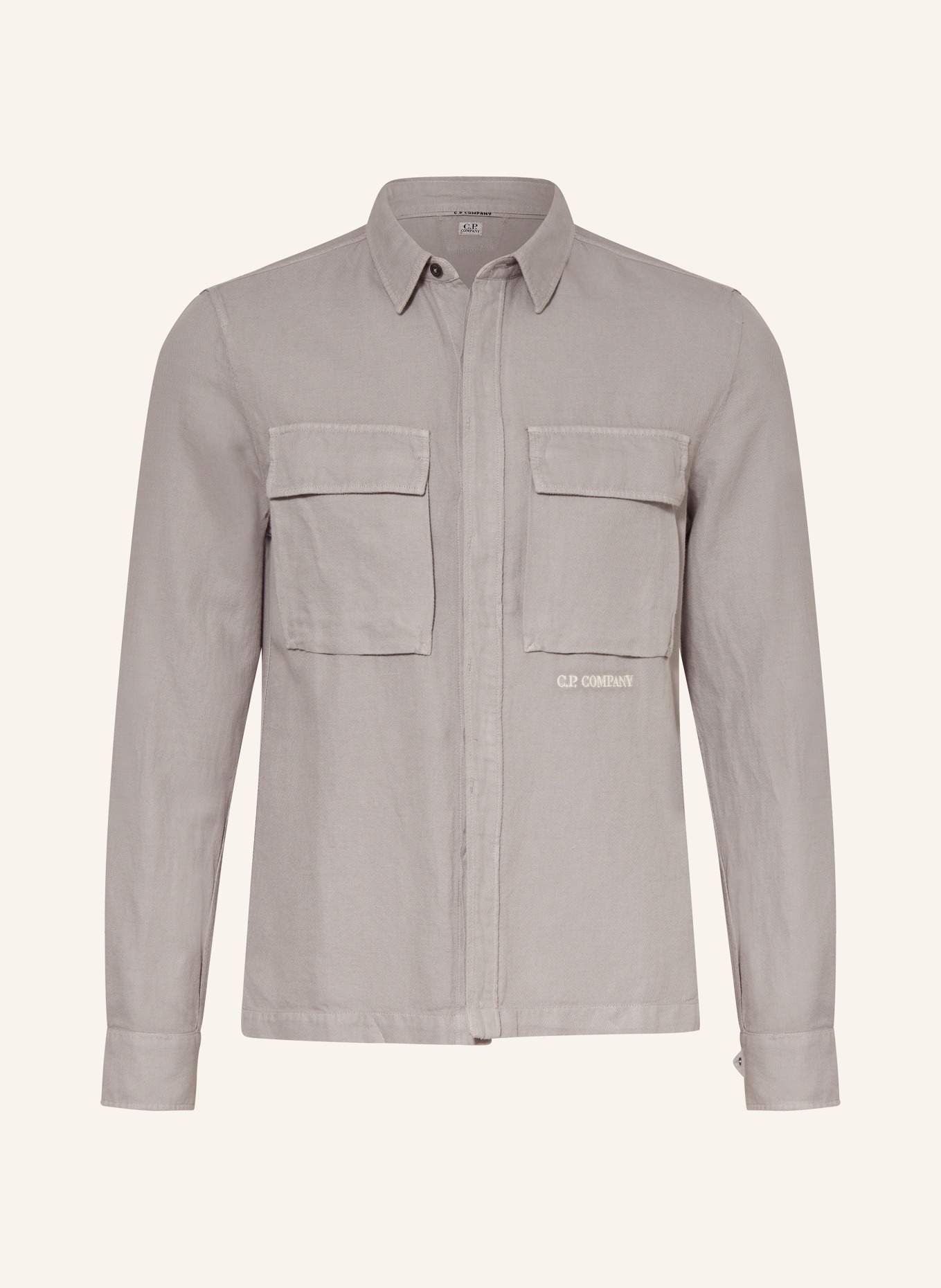 C.P. COMPANY Overshirt with linen, Color: GRAY (Image 1)