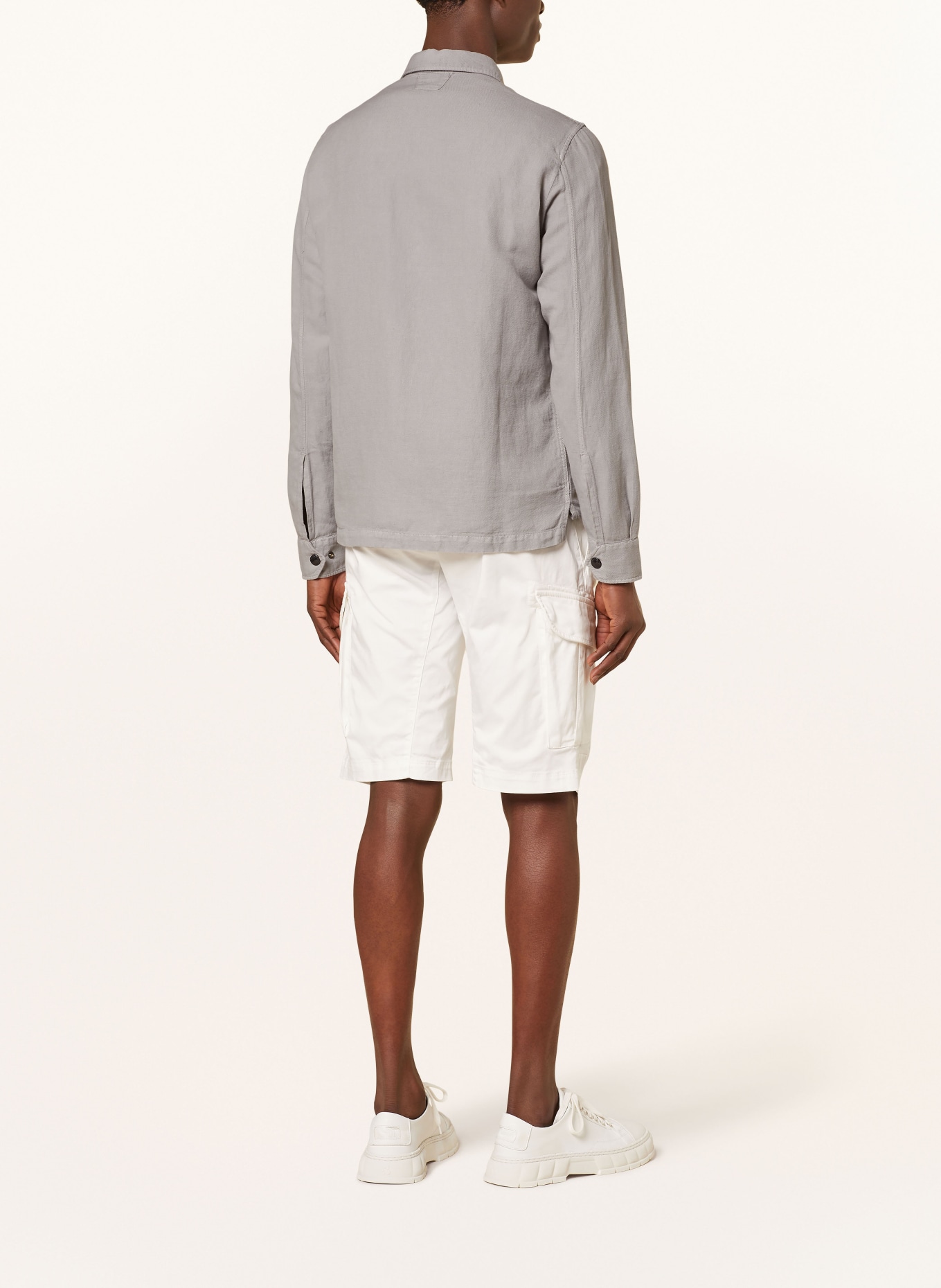 C.P. COMPANY Overshirt with linen, Color: GRAY (Image 3)