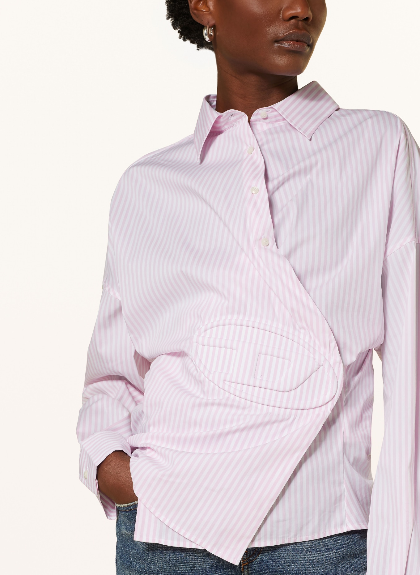 DIESEL Shirt blouse C-SIZ-N2, Color: PINK/ WHITE (Image 4)