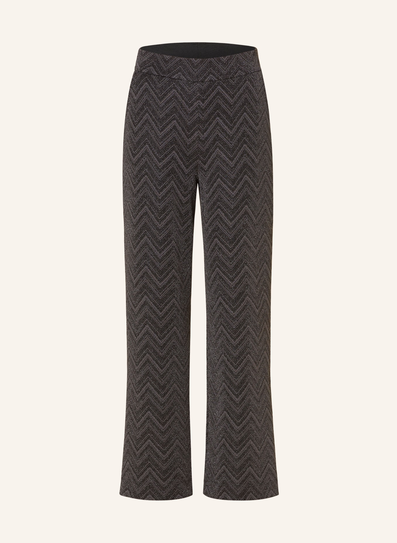 VANILIA Jersey trousers with glitter thread, Color: BLACK/ SILVER (Image 1)