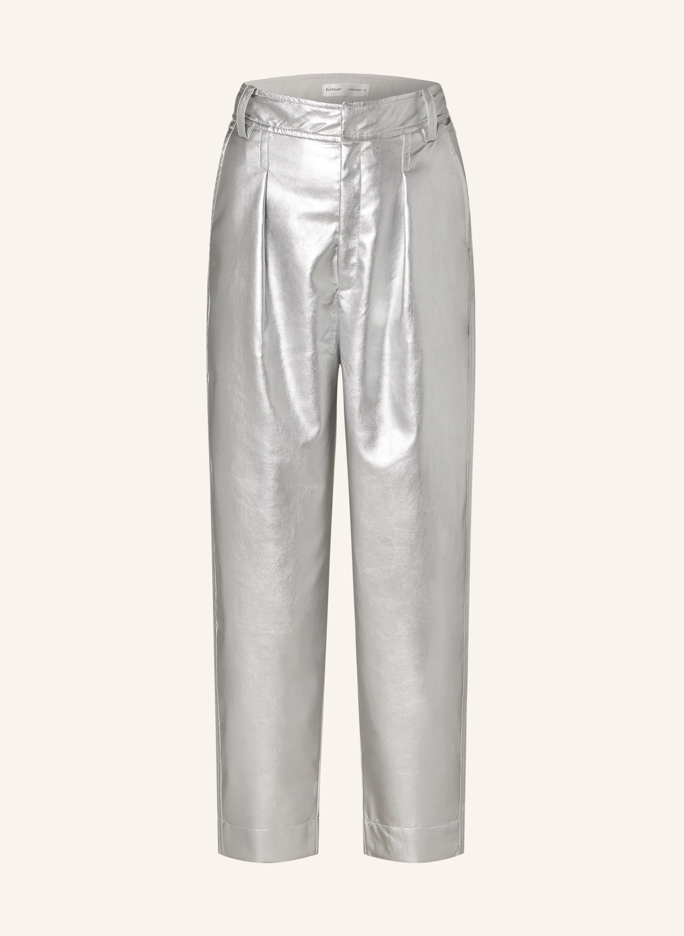 InWear 7/8 trousers ZAZAL in leather look, Color: SILVER (Image 1)