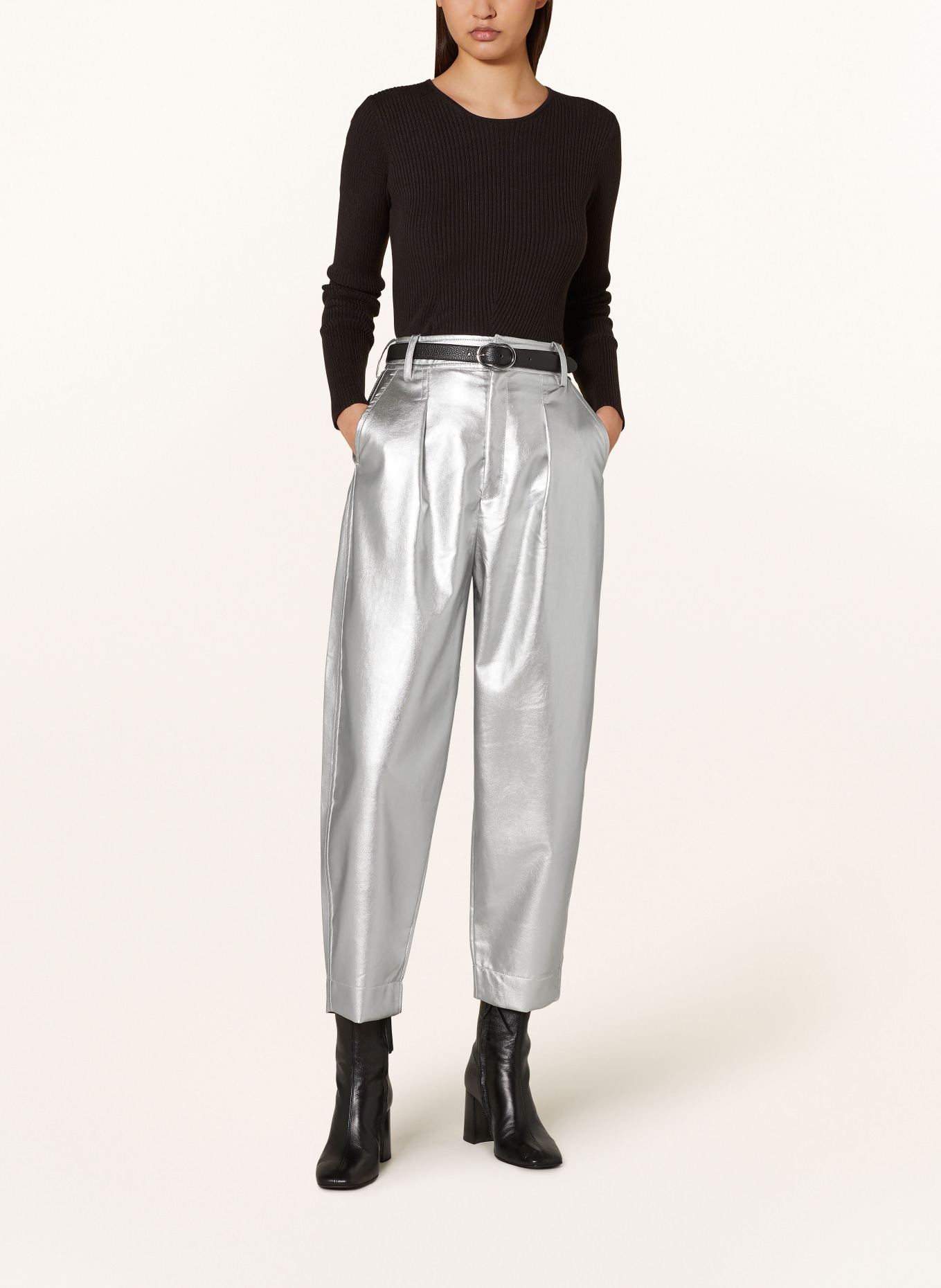 InWear 7/8 trousers ZAZAL in leather look, Color: SILVER (Image 2)