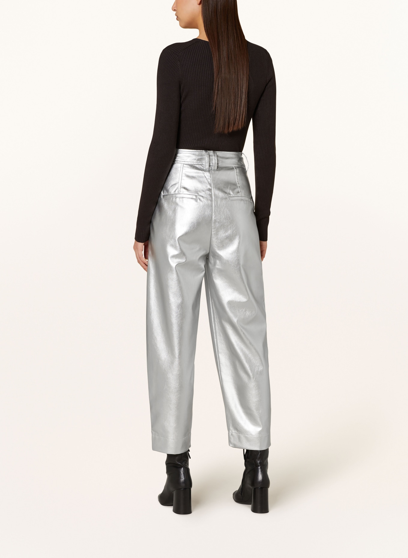 InWear 7/8 trousers ZAZAL in leather look, Color: SILVER (Image 3)
