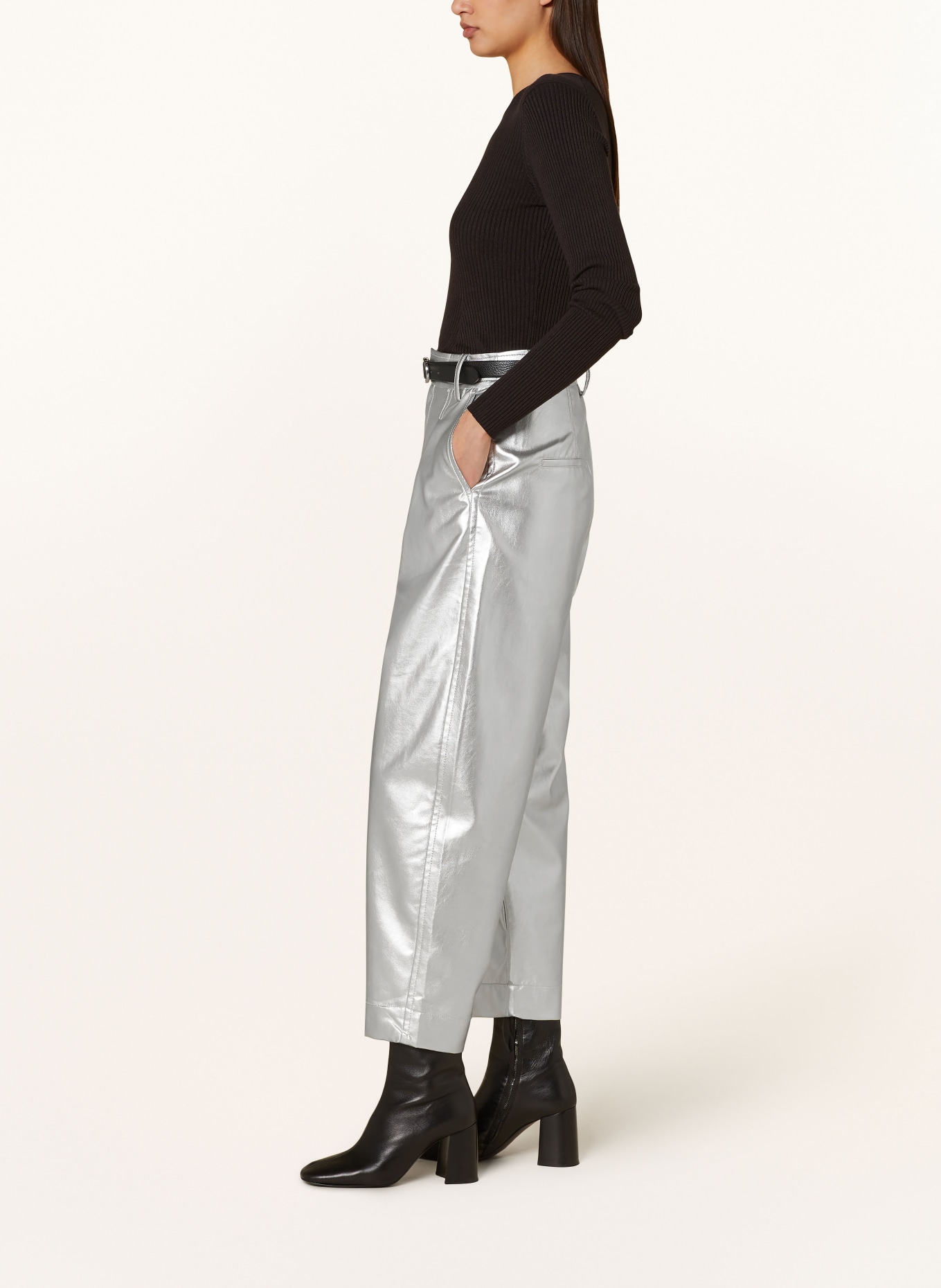 InWear 7/8 trousers ZAZAL in leather look, Color: SILVER (Image 4)