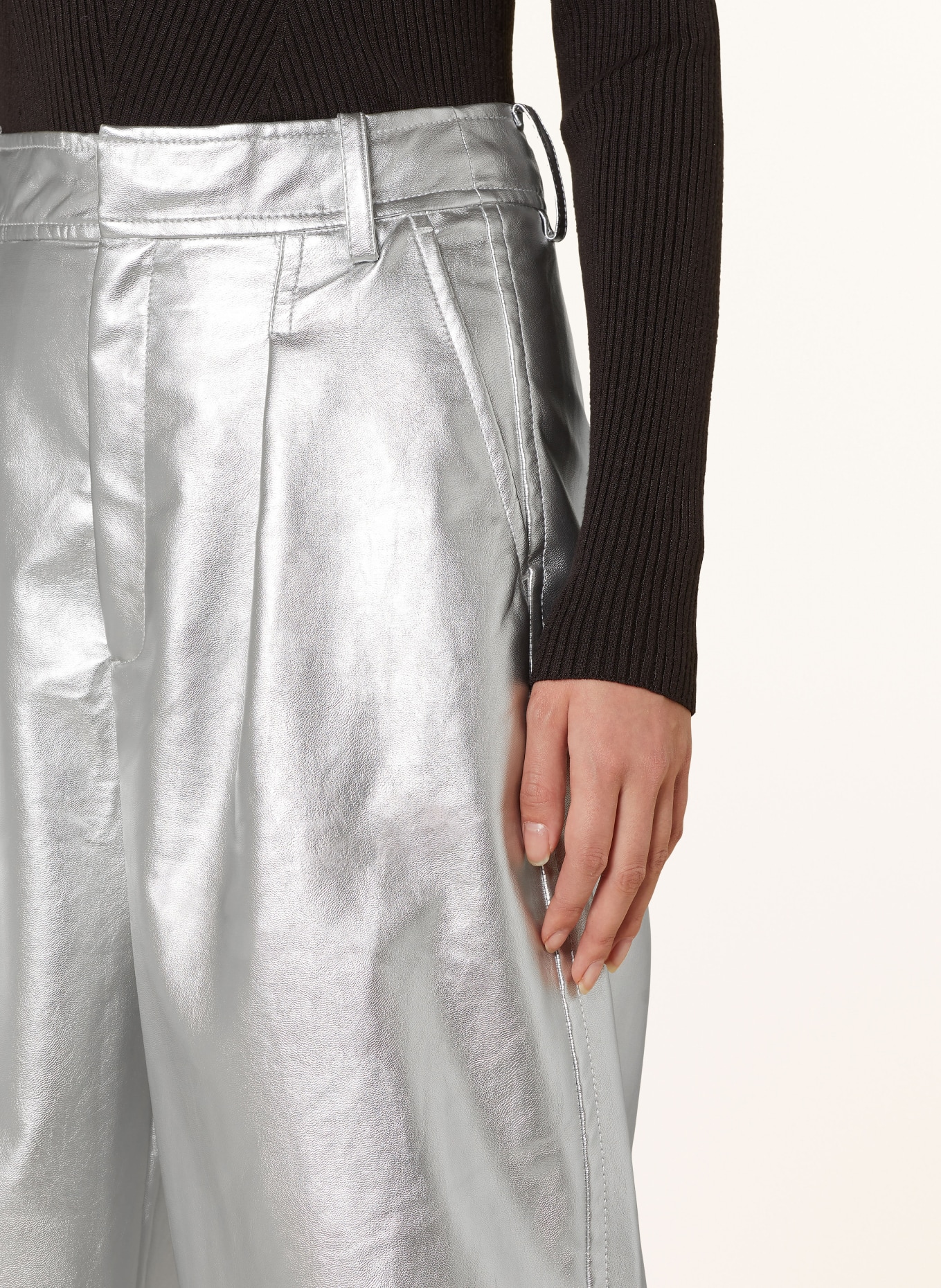 InWear 7/8 trousers ZAZAL in leather look, Color: SILVER (Image 5)