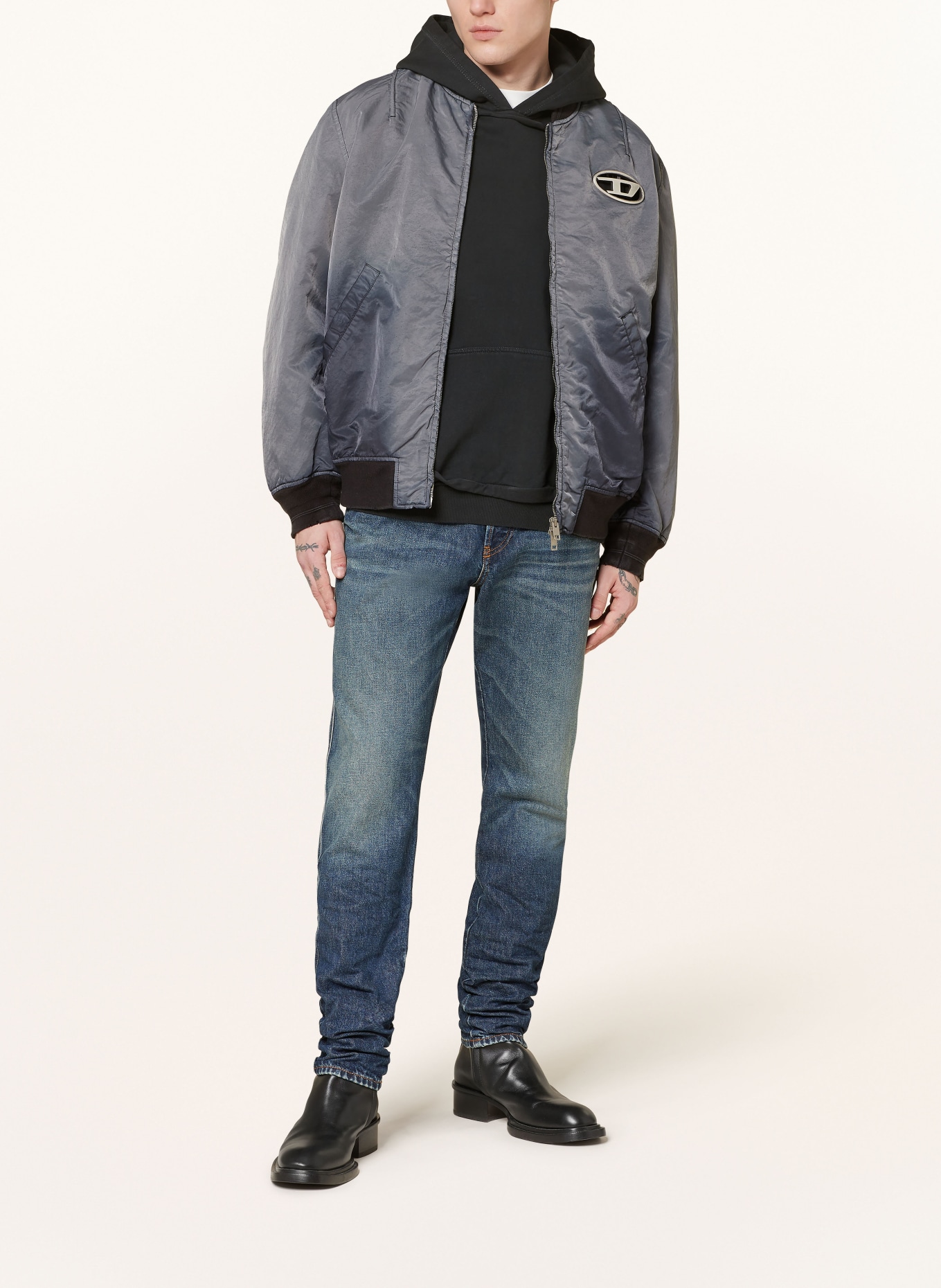 DIESEL Bomber jacket KEPES, Color: BLACK/ GRAY (Image 2)