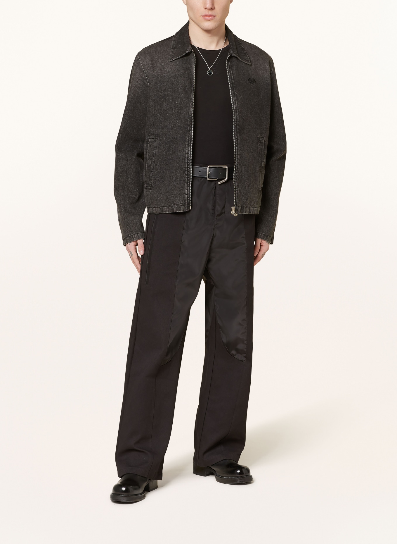DIESEL Kurtka jeansowa HARRIS z mieszanki materiałów, Kolor: CZARNY (Obrazek 2)