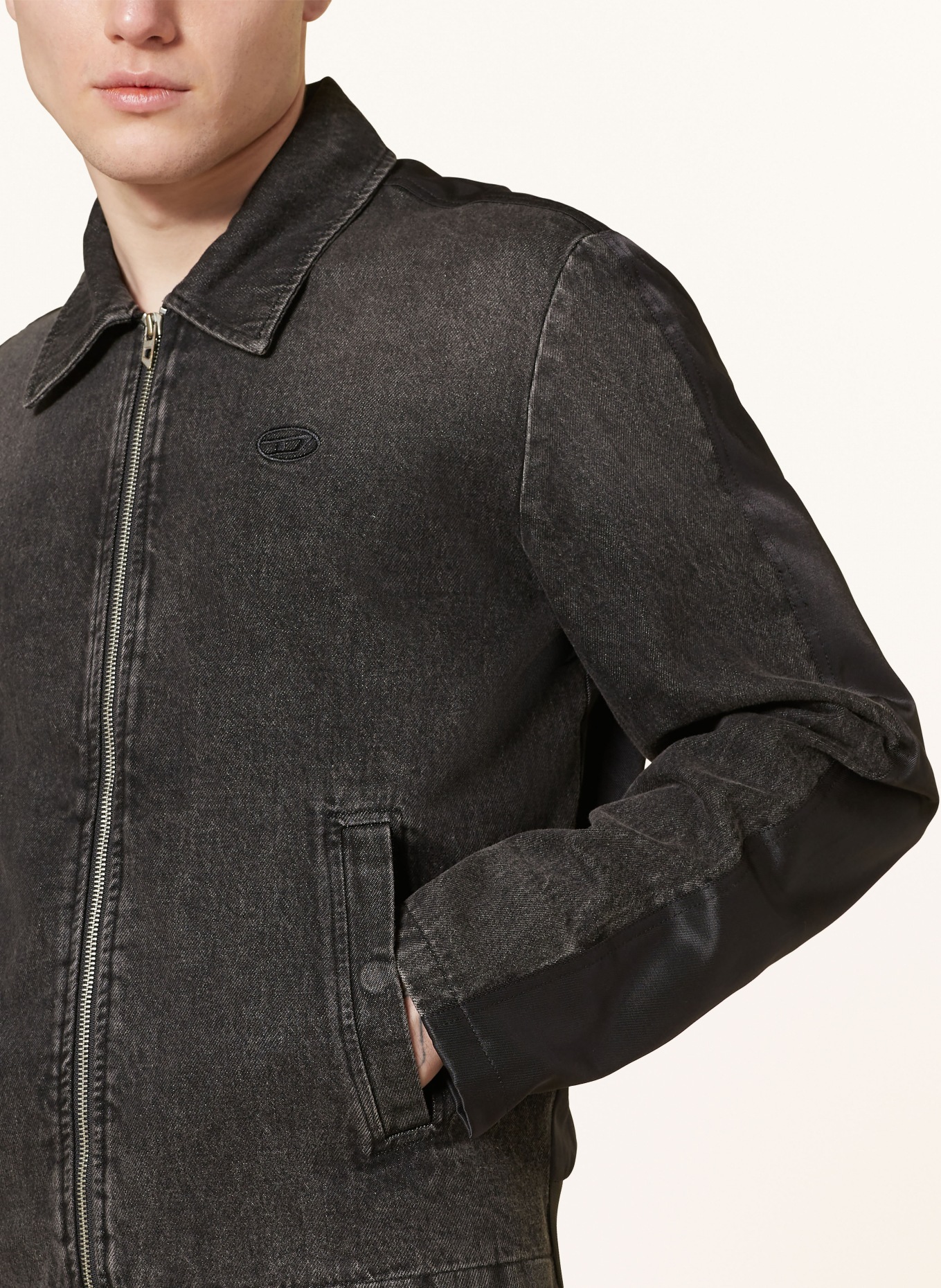 DIESEL Denim jacket HARRIS in mixed materials, Color: BLACK (Image 4)