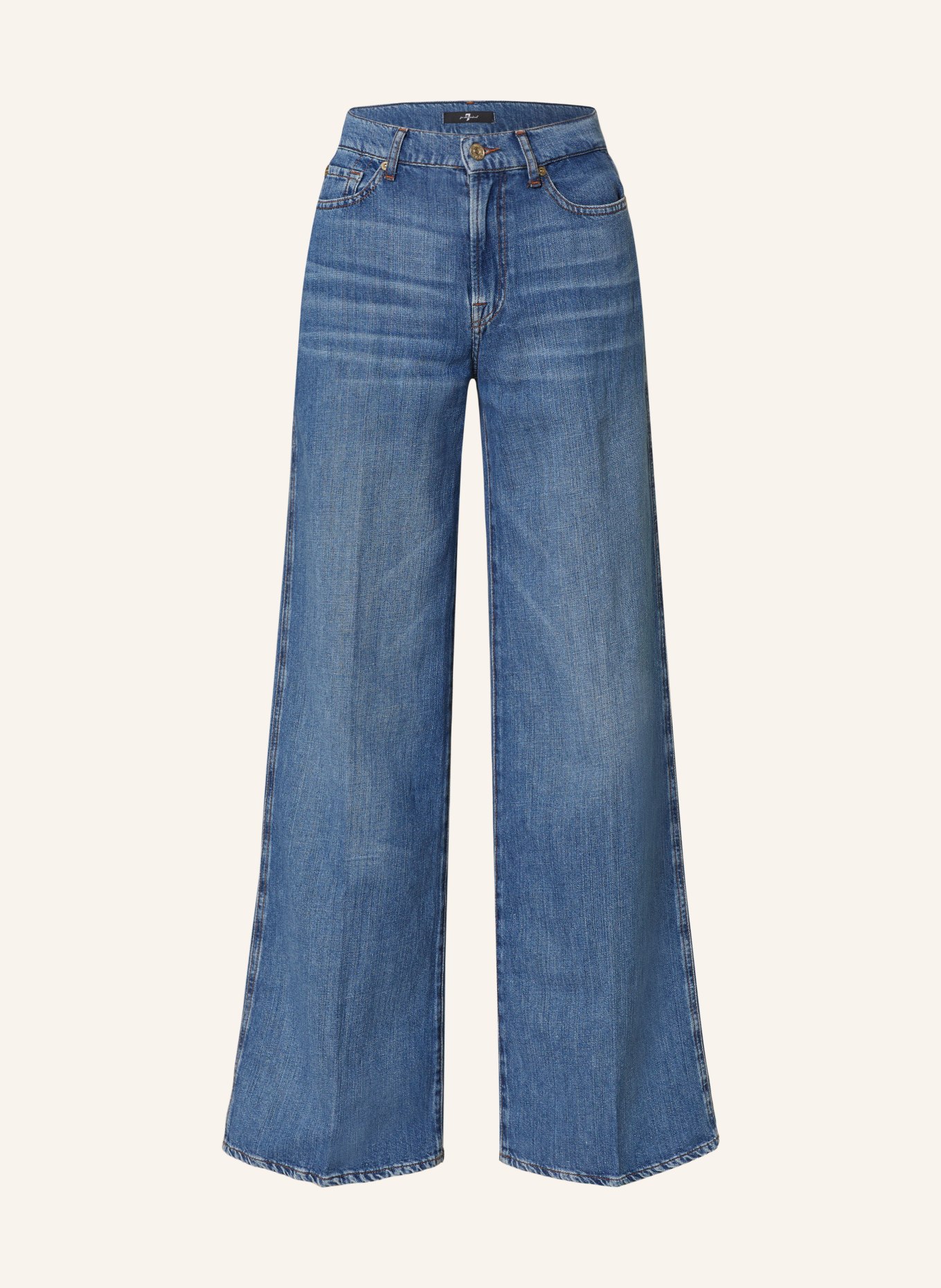 7 for all mankind Flared Jeans LOTTA mit Leinen, Farbe: MID BLUE (Bild 1)