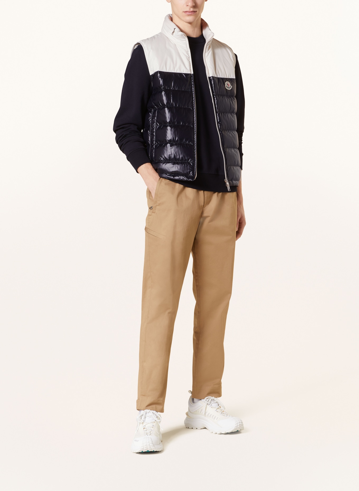 MONCLER Daunenweste CERCES: DUNKELBLAU/ WEISS