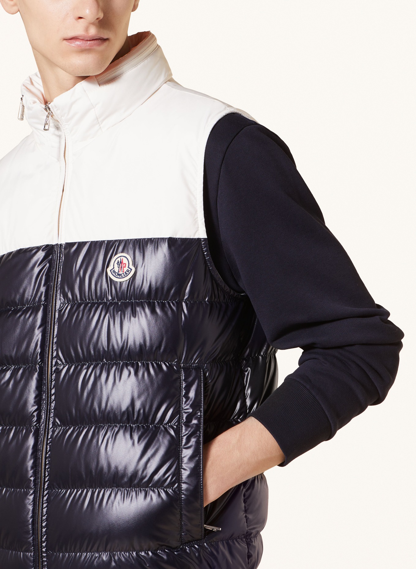 MONCLER Daunenweste CERCES: DUNKELBLAU/ WEISS