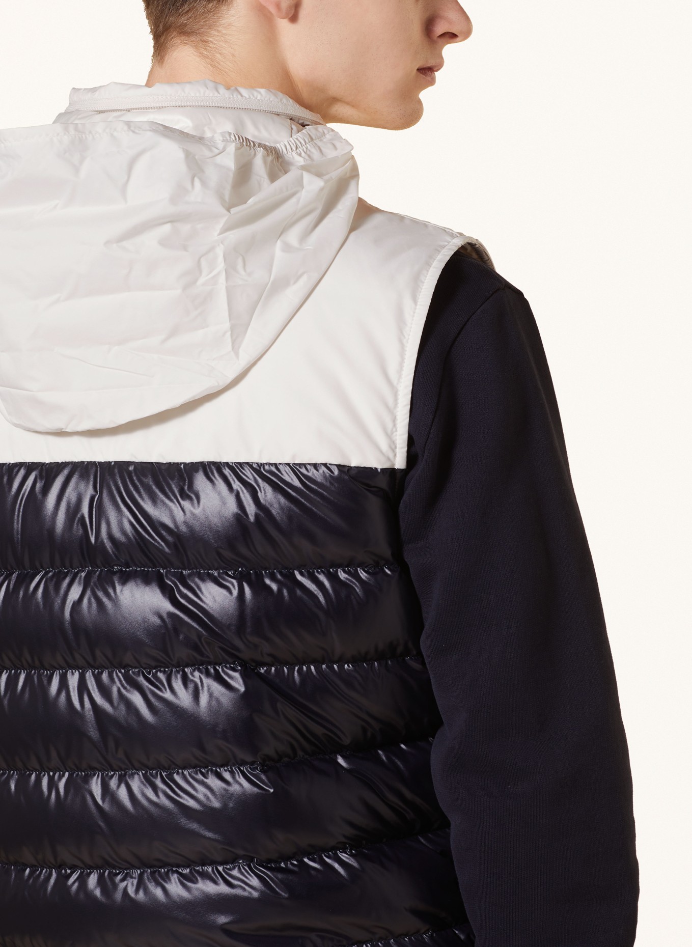 MONCLER Daunenweste CERCES: DUNKELBLAU/ WEISS