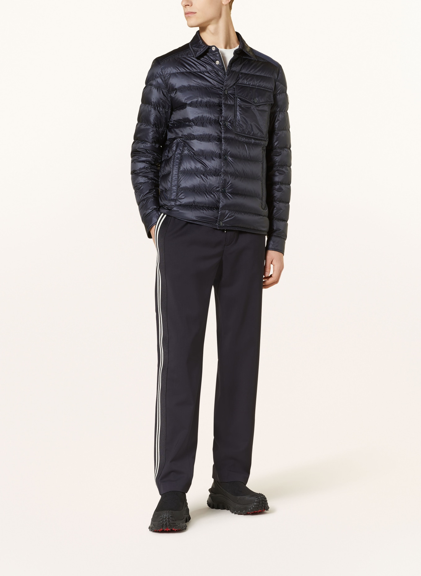 MONCLER Track pants with tuxedo stripes, Color: DARK BLUE/ WHITE (Image 2)