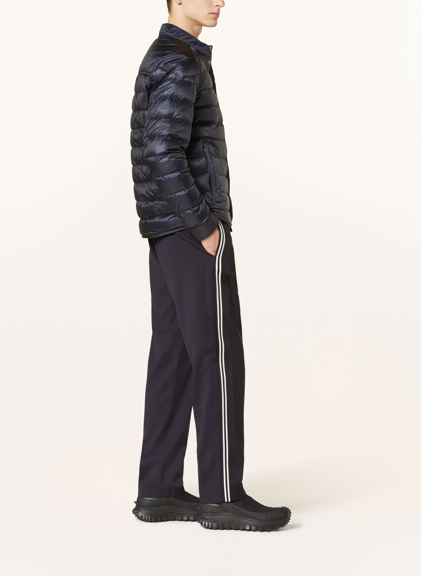 MONCLER Track pants with tuxedo stripes, Color: DARK BLUE/ WHITE (Image 4)