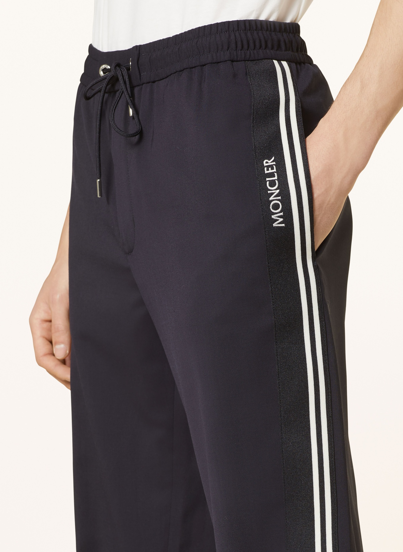 MONCLER Track pants with tuxedo stripes, Color: DARK BLUE/ WHITE (Image 5)