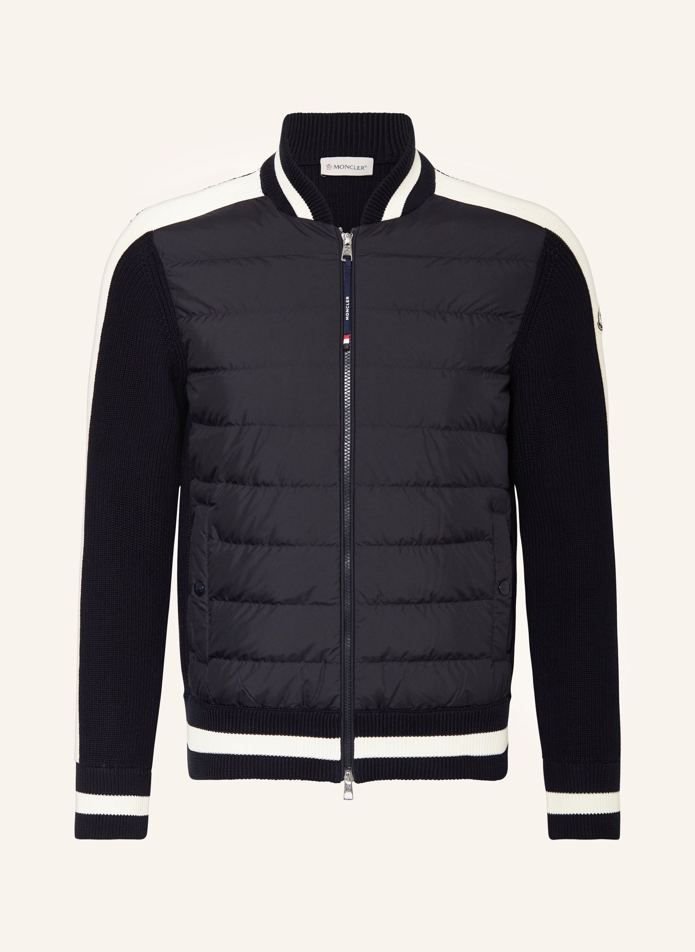 MONCLER Daunenjacke im Materialmix, Farbe: DUNKELBLAU/ ECRU (Bild 1)