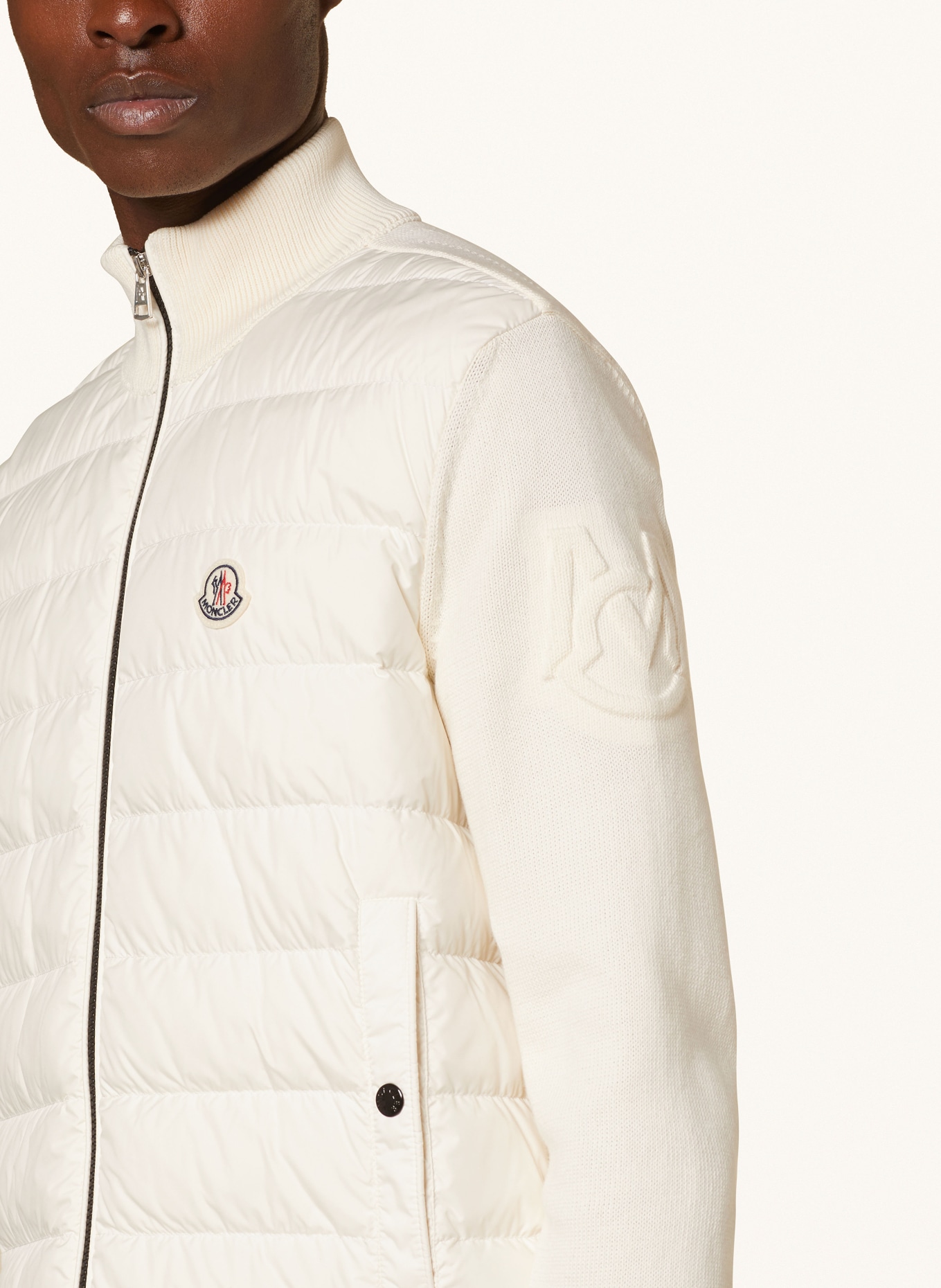 MONCLER Down jacket in mixed materials, Color: ECRU (Image 4)