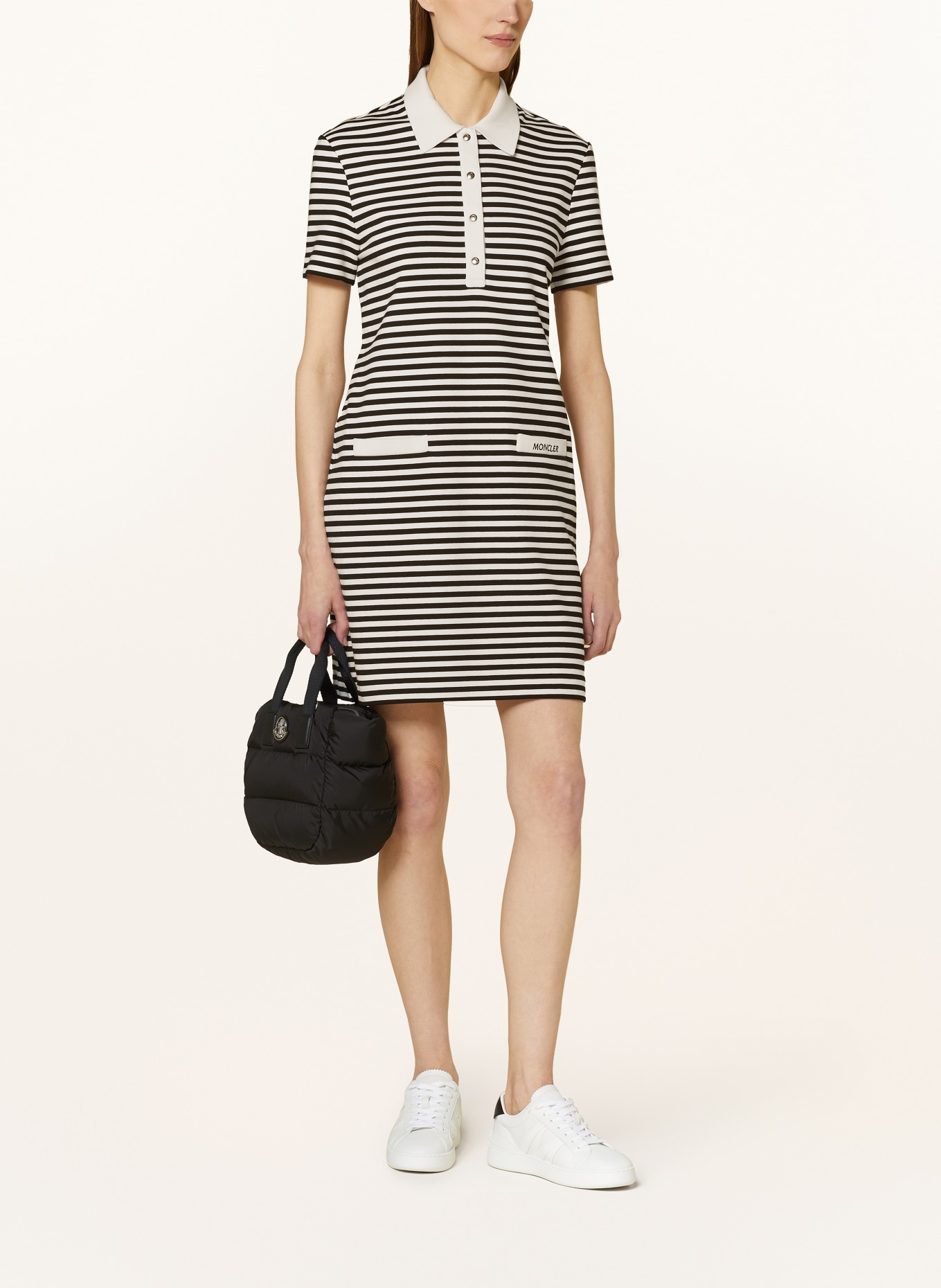 MONCLER Jersey polo dress, Color: BLACK/ WHITE (Image 2)