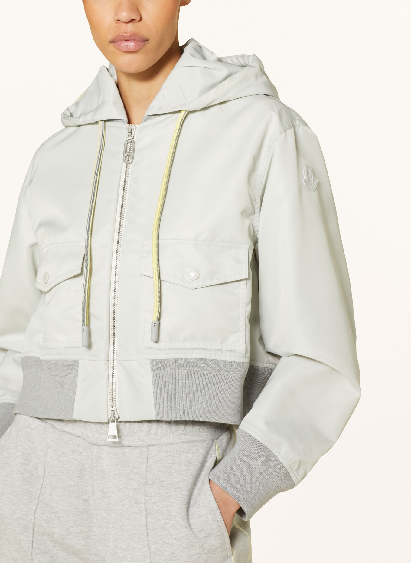MONCLER Cropped bomber jacket BRISEO with detachable hood, Color: LIGHT GRAY (Image 5)