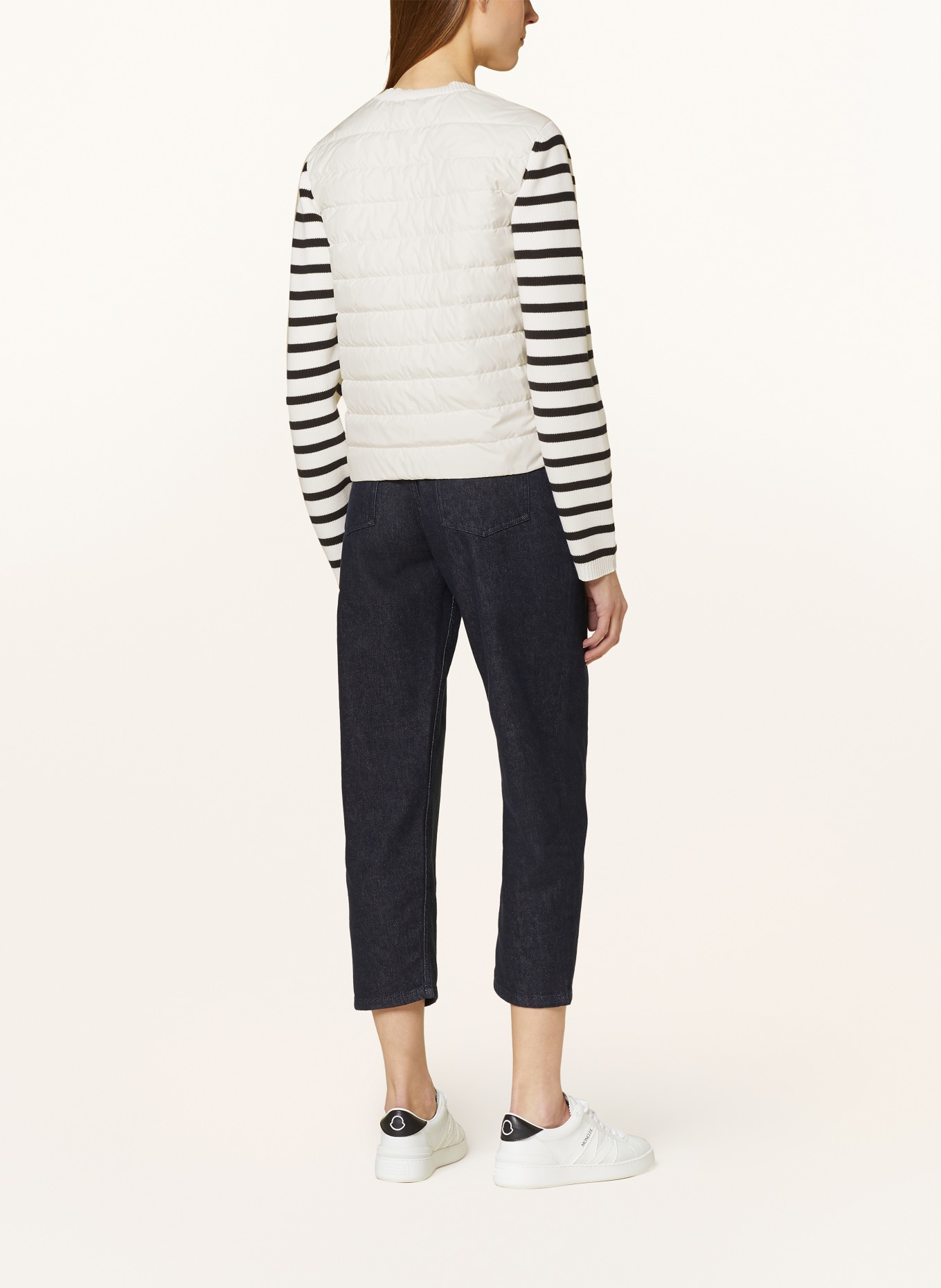 MONCLER Cardigan in mixed materials, Color: WHITE/ DARK BLUE (Image 3)