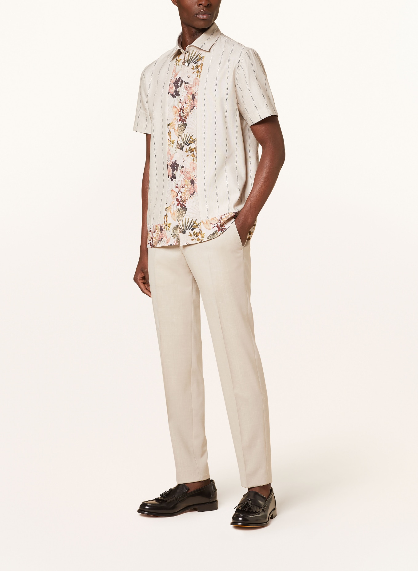 BALDESSARINI Kurzarm-Hemd BILLY Regular Fit mit Leinen, Farbe: CREME/ ROT/ GRÜN (Bild 2)