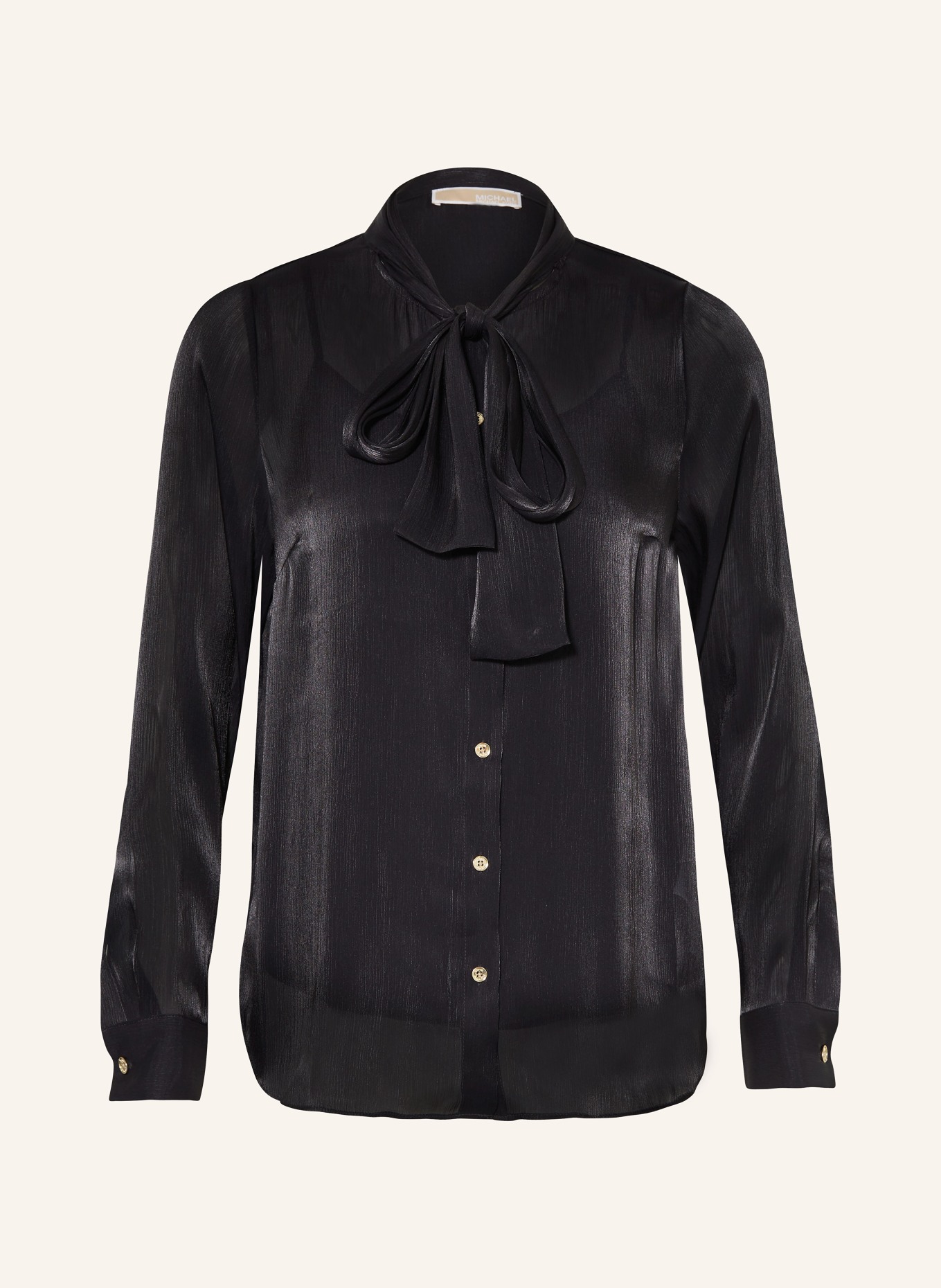 MICHAEL KORS Satin bow-tie blouse, Color: BLACK (Image 1)