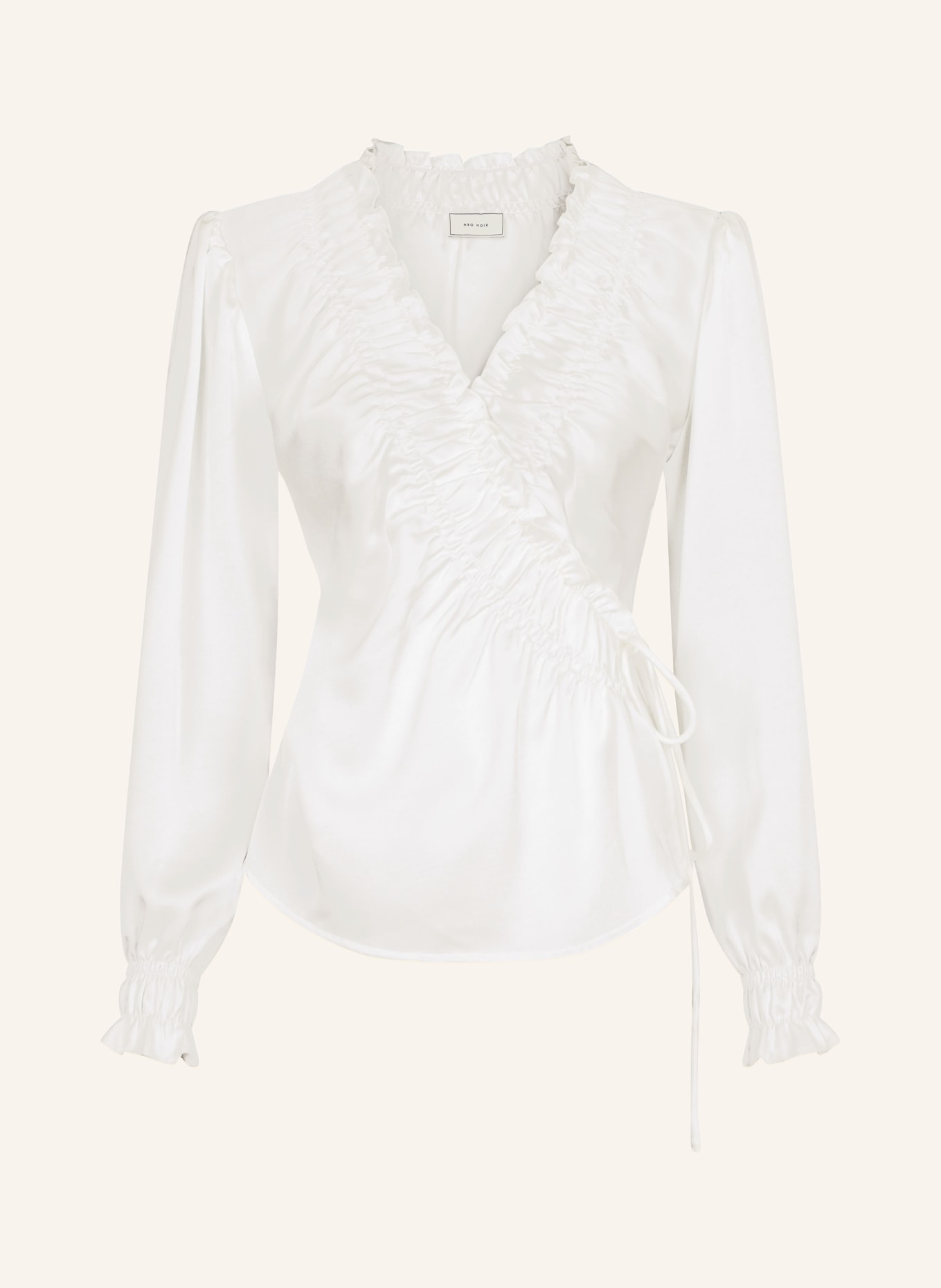 NEO NOIR Wrap blouse DESSY in satin, Color: WHITE (Image 1)