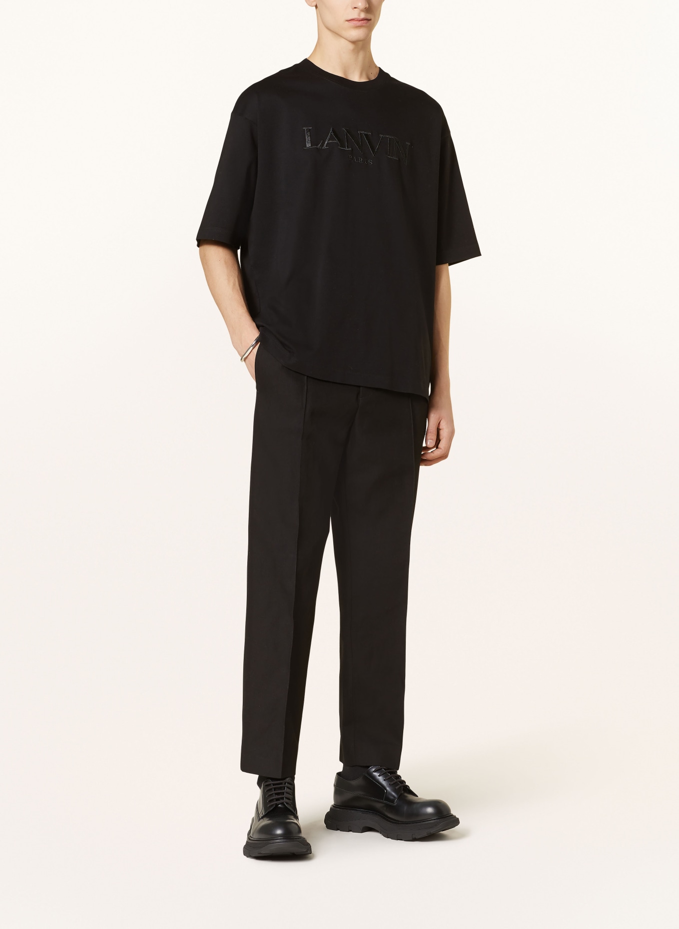 LANVIN Regular fit trousers with linen, Color: BLACK (Image 2)