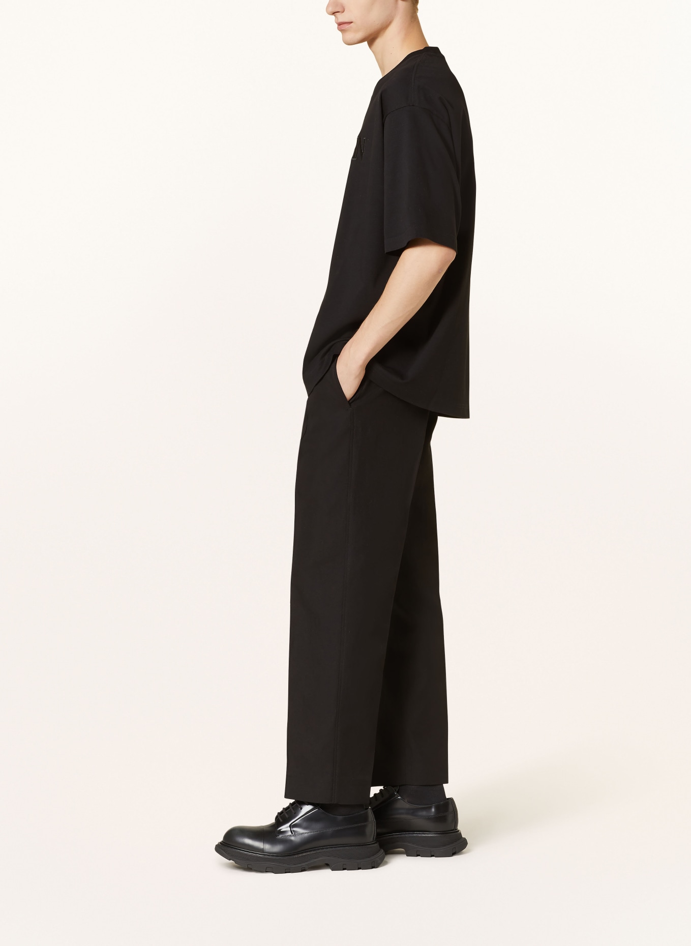 LANVIN Regular fit trousers with linen, Color: BLACK (Image 4)