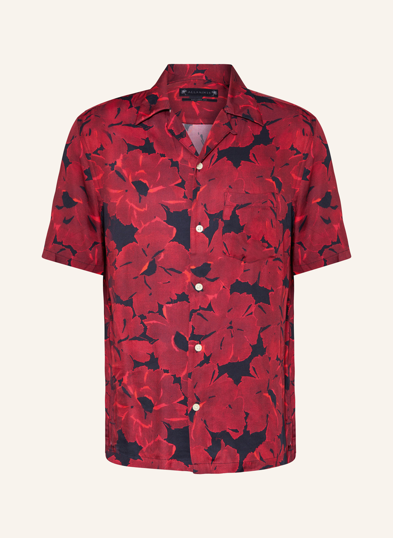 ALLSAINTS Resort shirt KAZA relaxed fit, Color: DARK RED/ BLACK (Image 1)