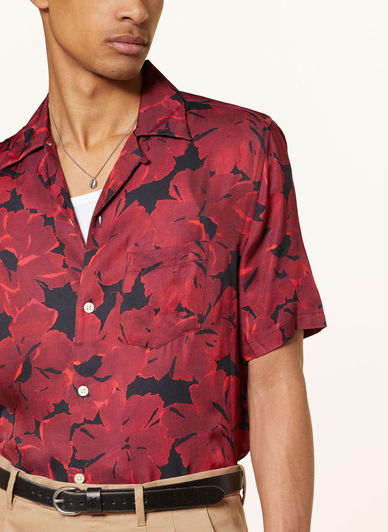 ALLSAINTS Resort shirt KAZA relaxed fit, Color: DARK RED/ BLACK (Image 4)