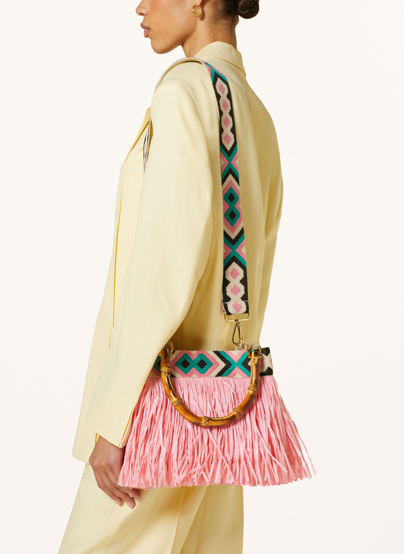 La MILANESA Handbag CAIPIRINHA SMALL, Color: PINK/ ECRU/ TEAL (Image 4)