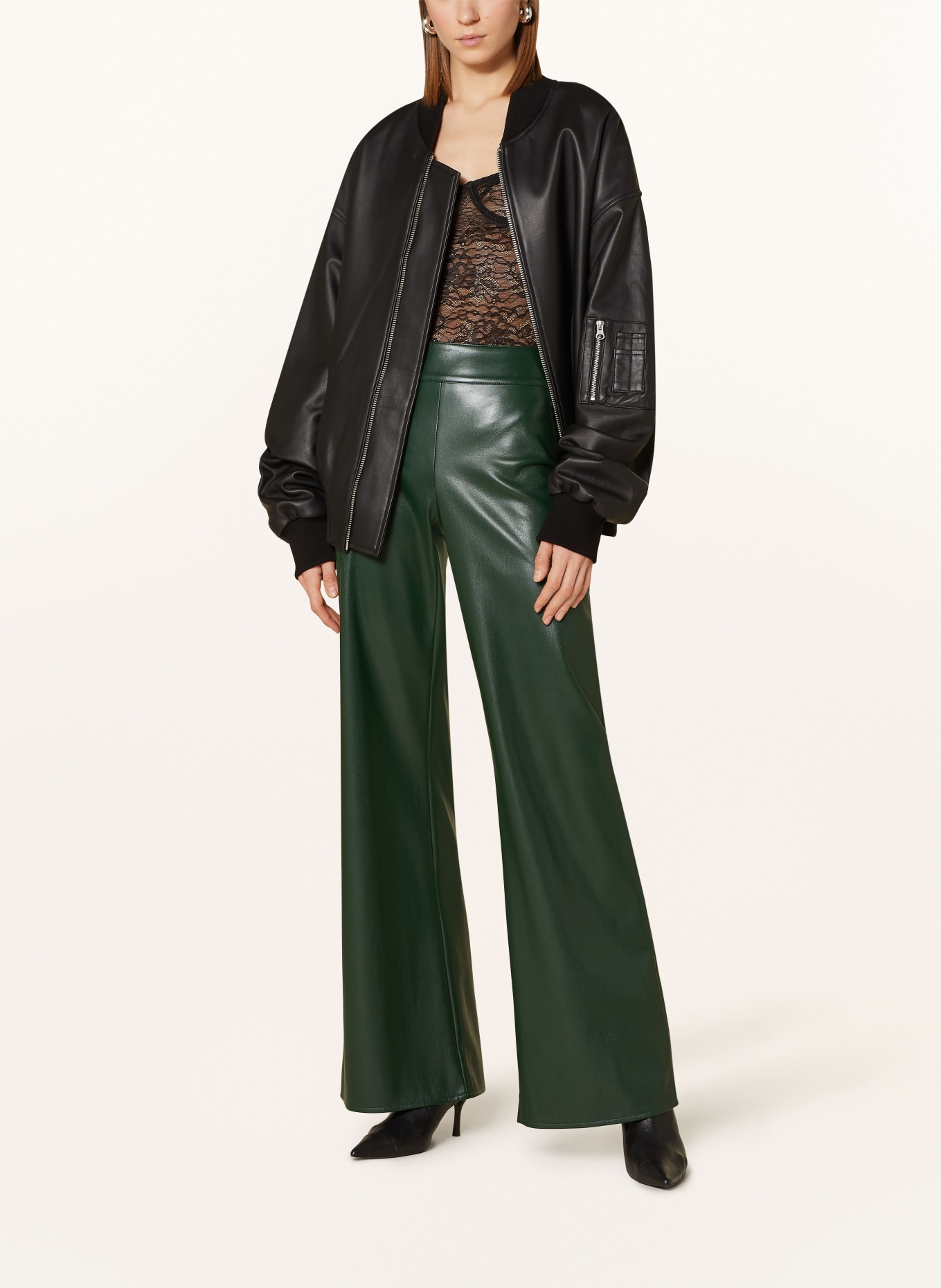 PATRIZIA PEPE Pants in leather look, Color: DARK GREEN (Image 2)