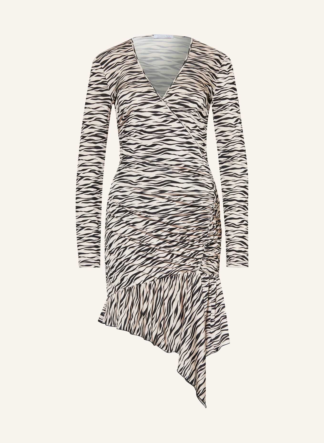 PATRIZIA PEPE Wrap look dress with frills, Color: ECRU/ BLACK (Image 1)