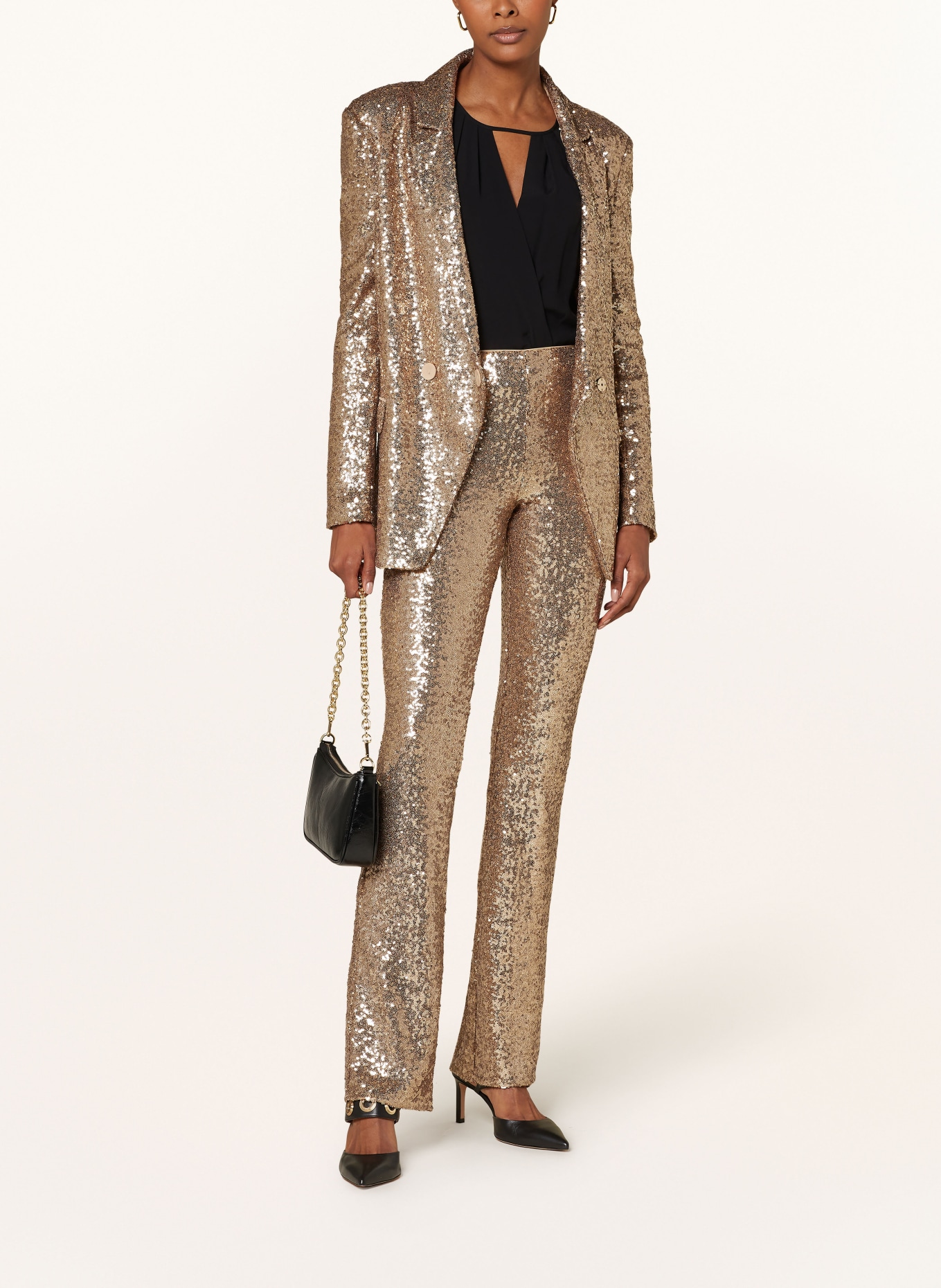 PATRIZIA PEPE Wide leg trousers with sequins, Color: GOLD (Image 2)
