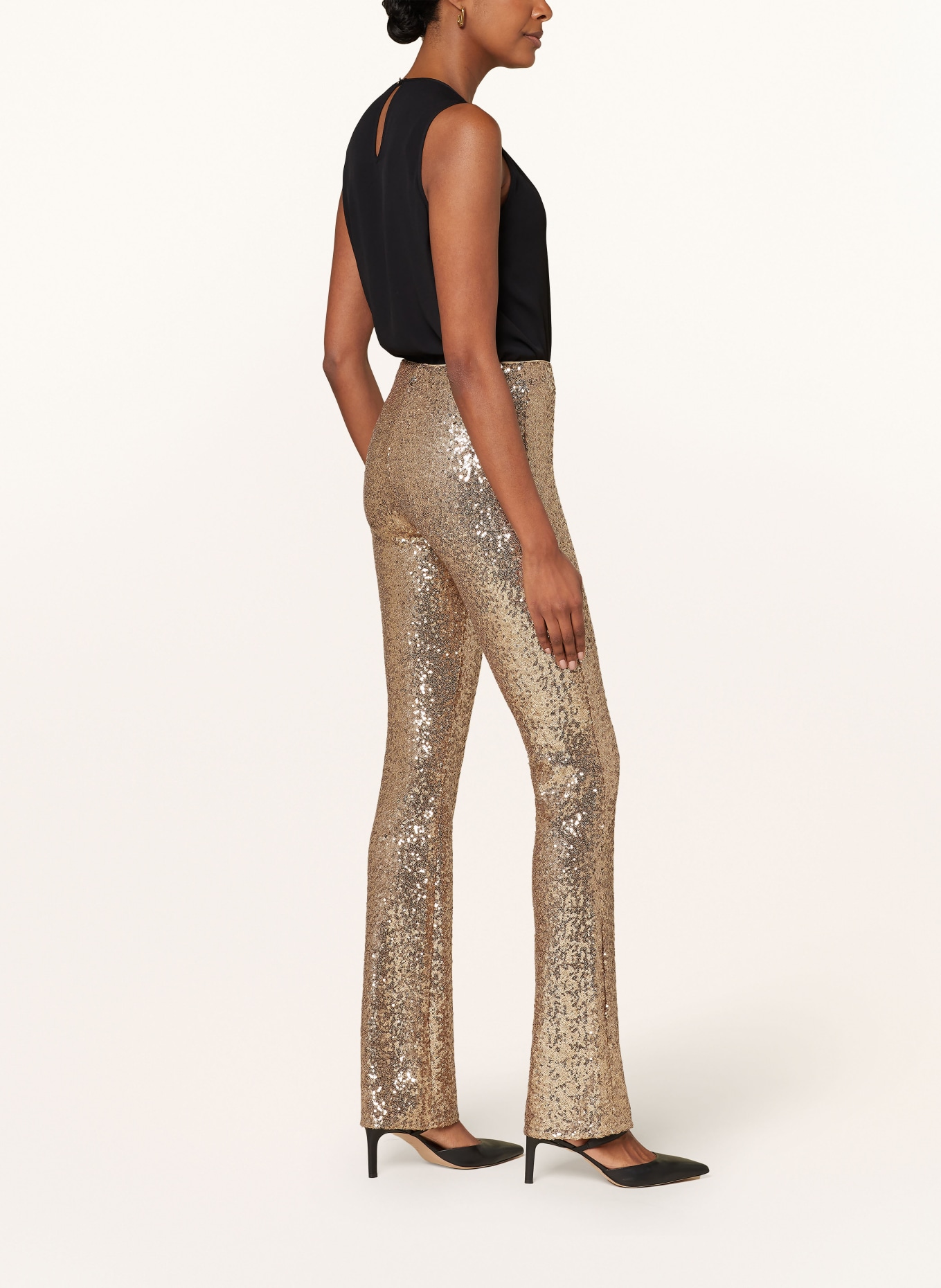 PATRIZIA PEPE Wide leg trousers with sequins, Color: GOLD (Image 4)