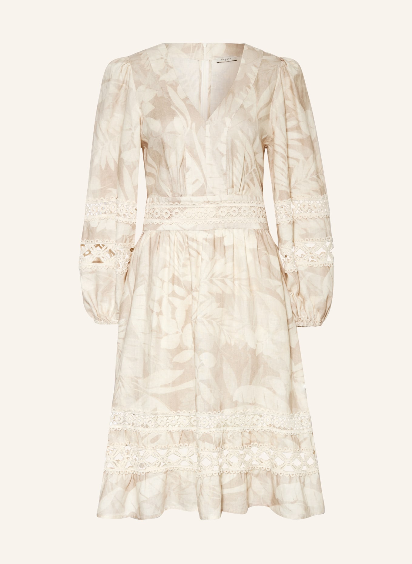 ANGOOR Linen dress with lace, Color: CREAM (Image 1)