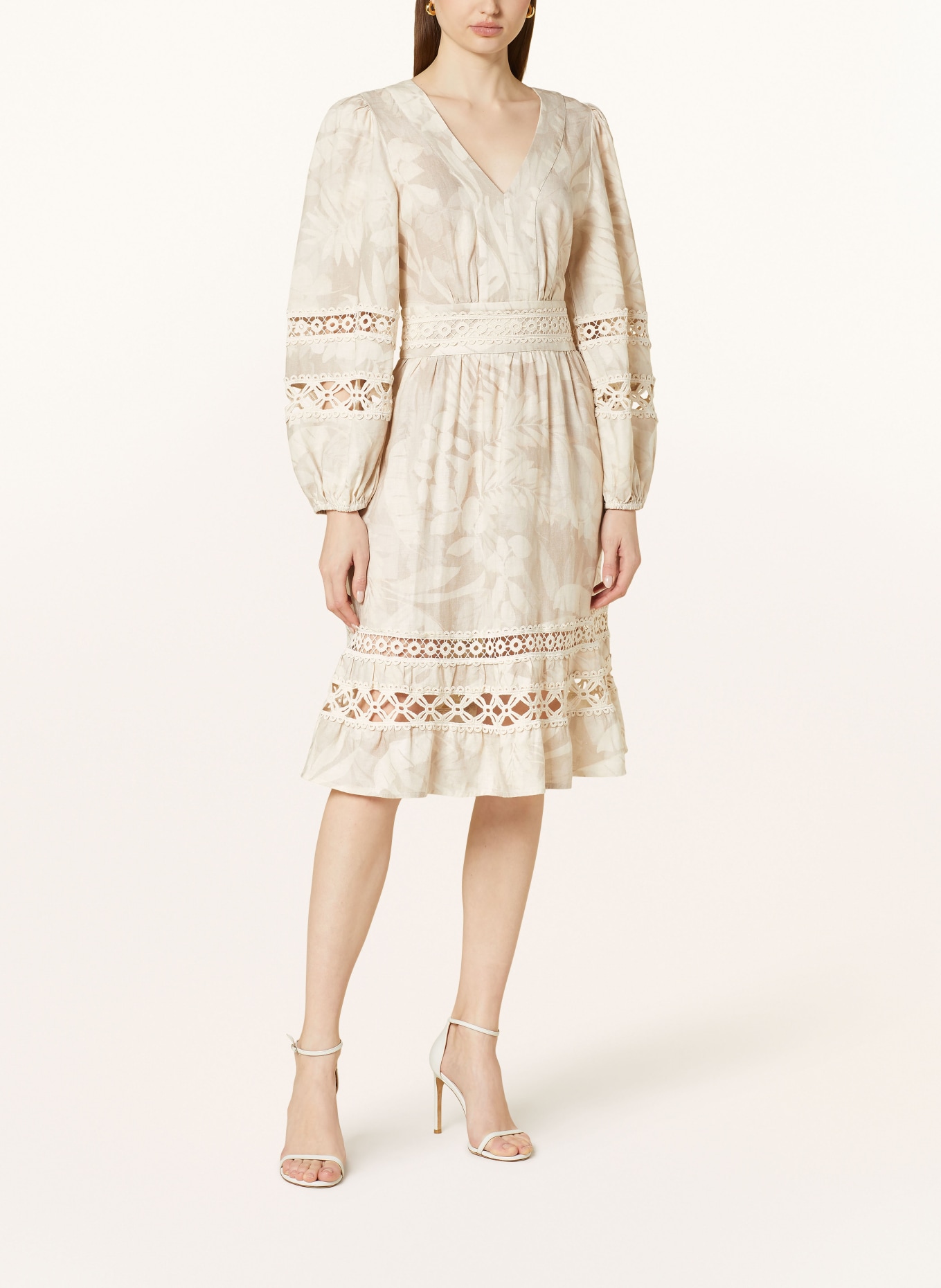 ANGOOR Linen dress with lace, Color: CREAM (Image 2)