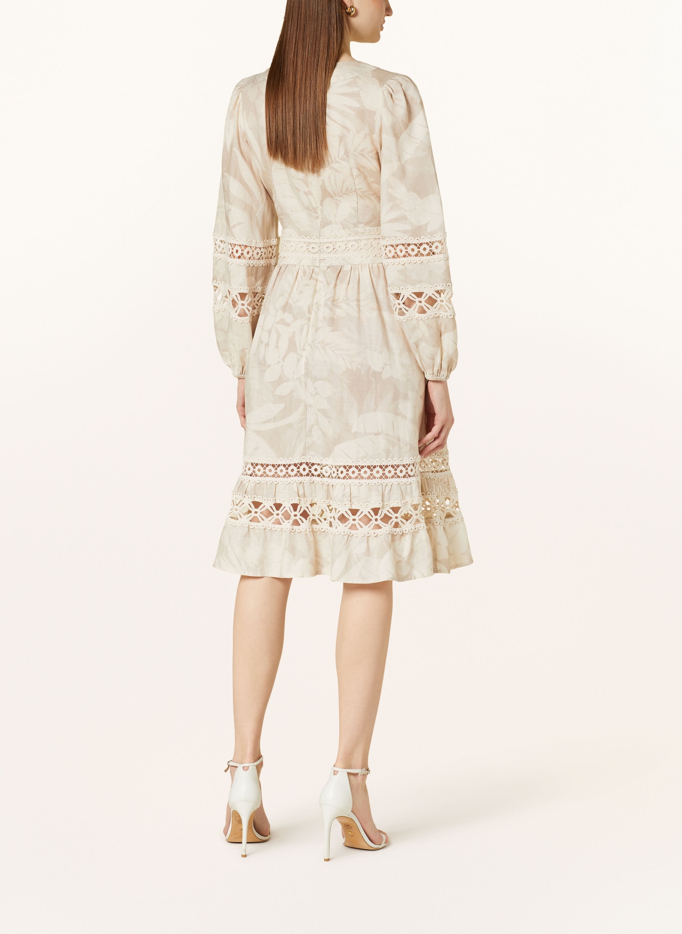ANGOOR Linen dress with lace, Color: CREAM (Image 3)