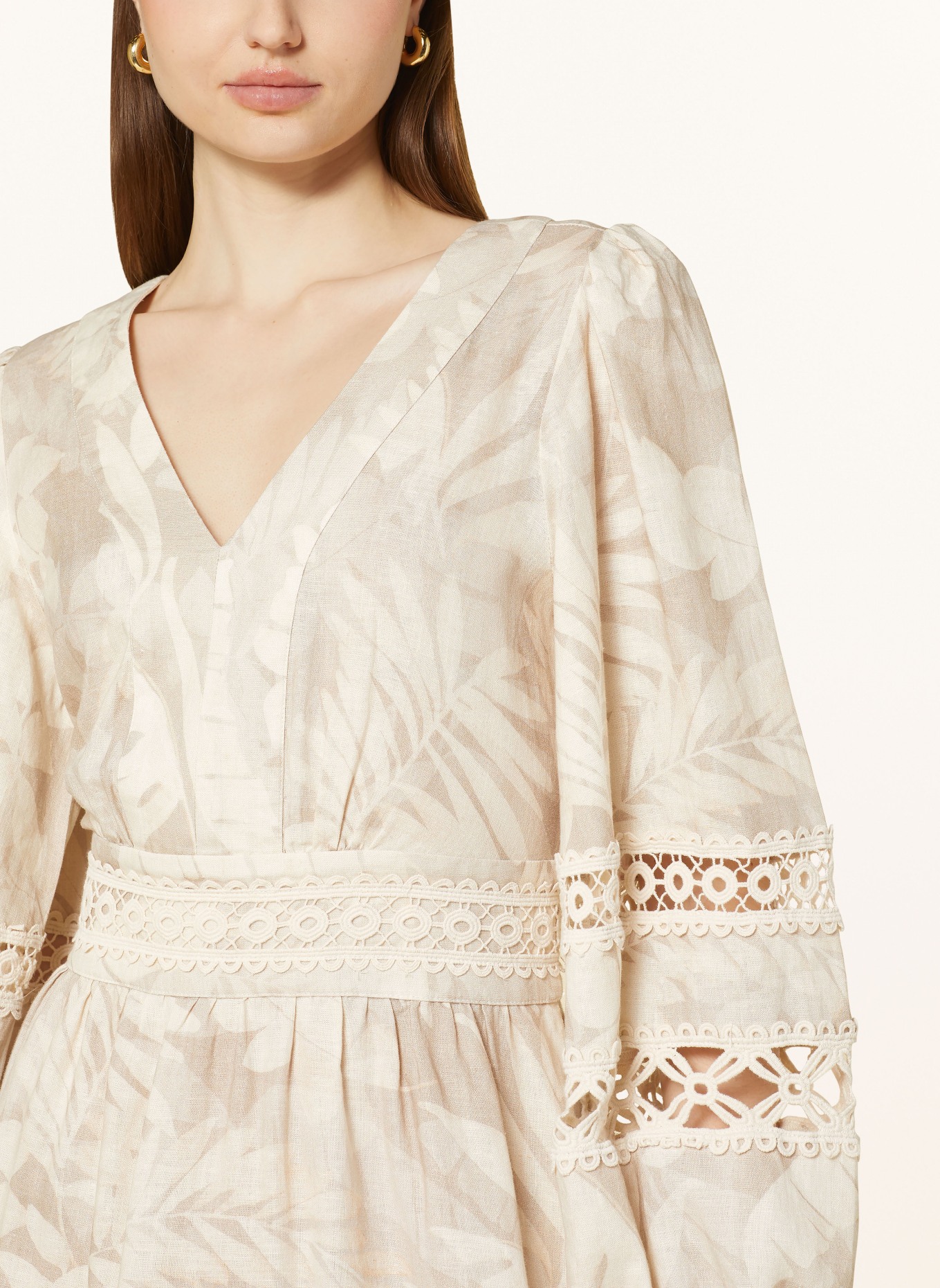ANGOOR Linen dress with lace, Color: CREAM (Image 4)