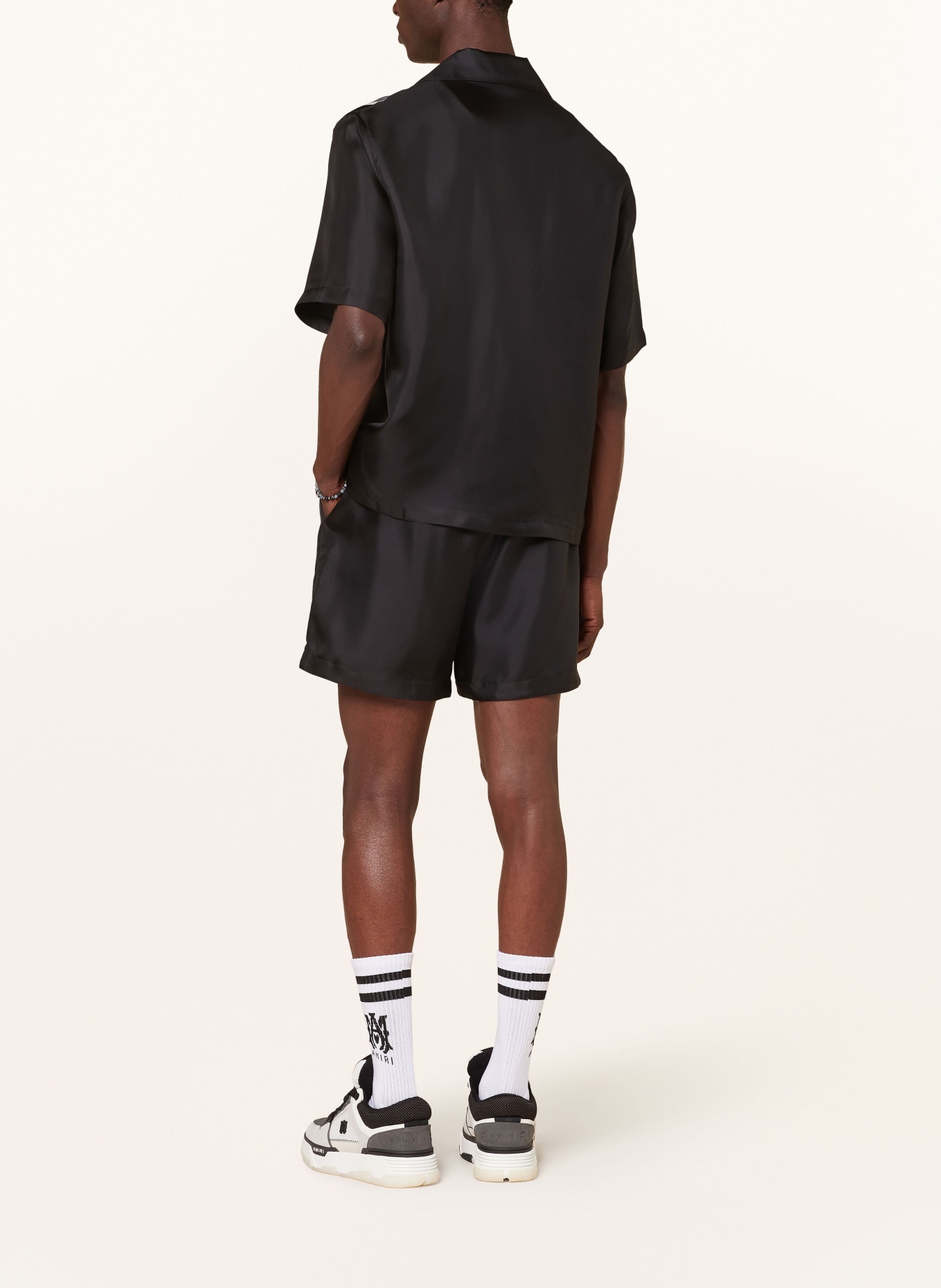 AMIRI Silk shorts, Color: BLACK/ DARK GRAY/ WHITE (Image 3)