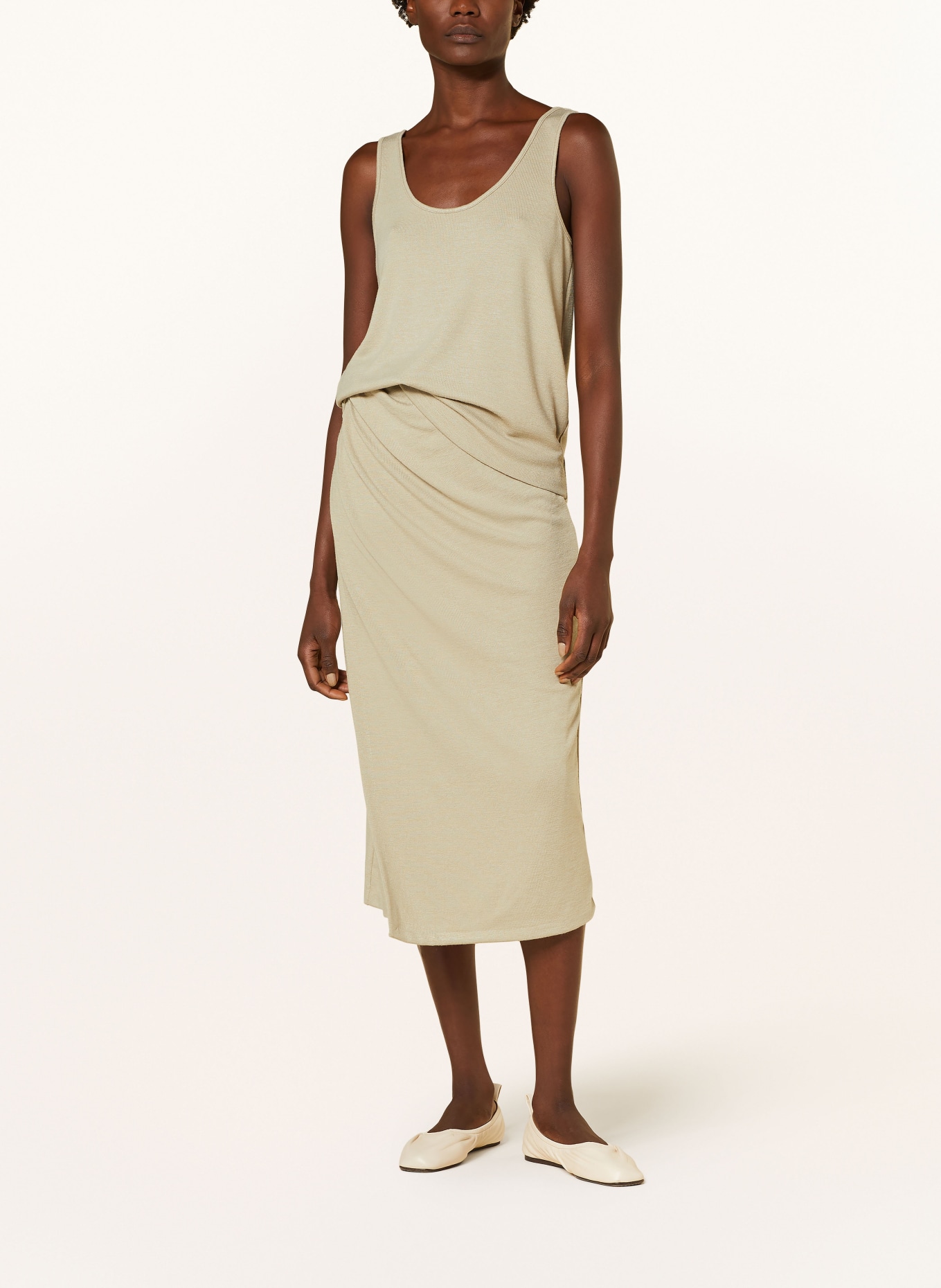 VINCE Knit skirt made of linen, Color: LIGHT YELLOW (Image 2)