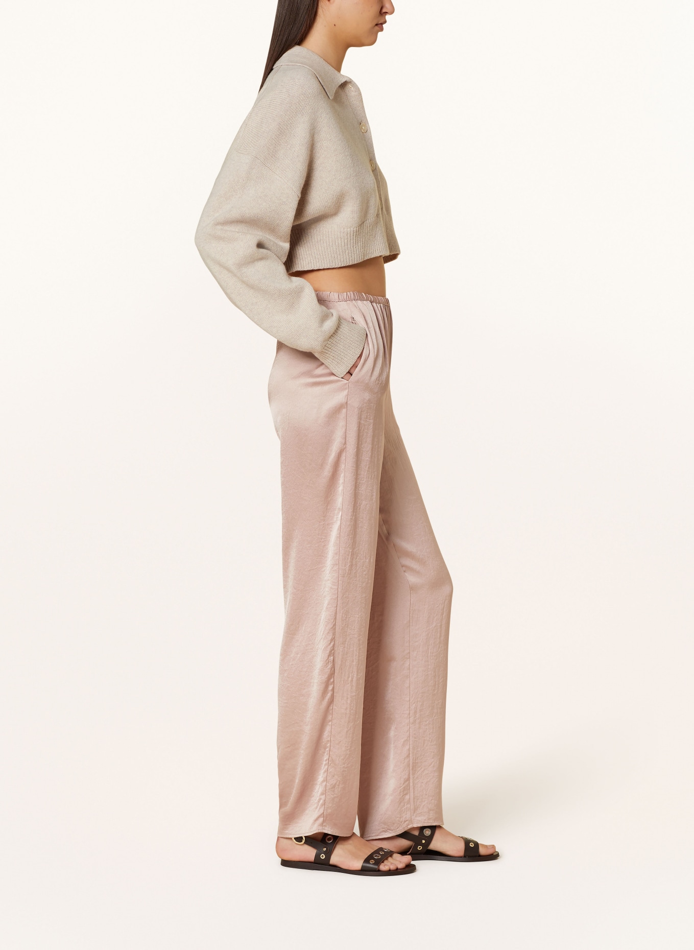 American Vintage Satin trousers WIDLAND, Color: LIGHT BROWN (Image 4)