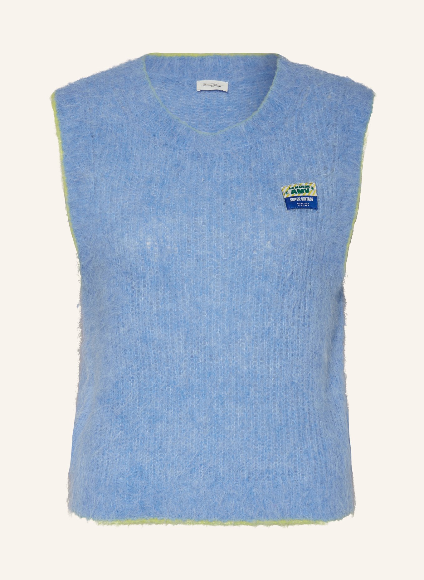 American Vintage Alpaca sweater vest, Color: LIGHT BLUE/ LIGHT GREEN (Image 1)