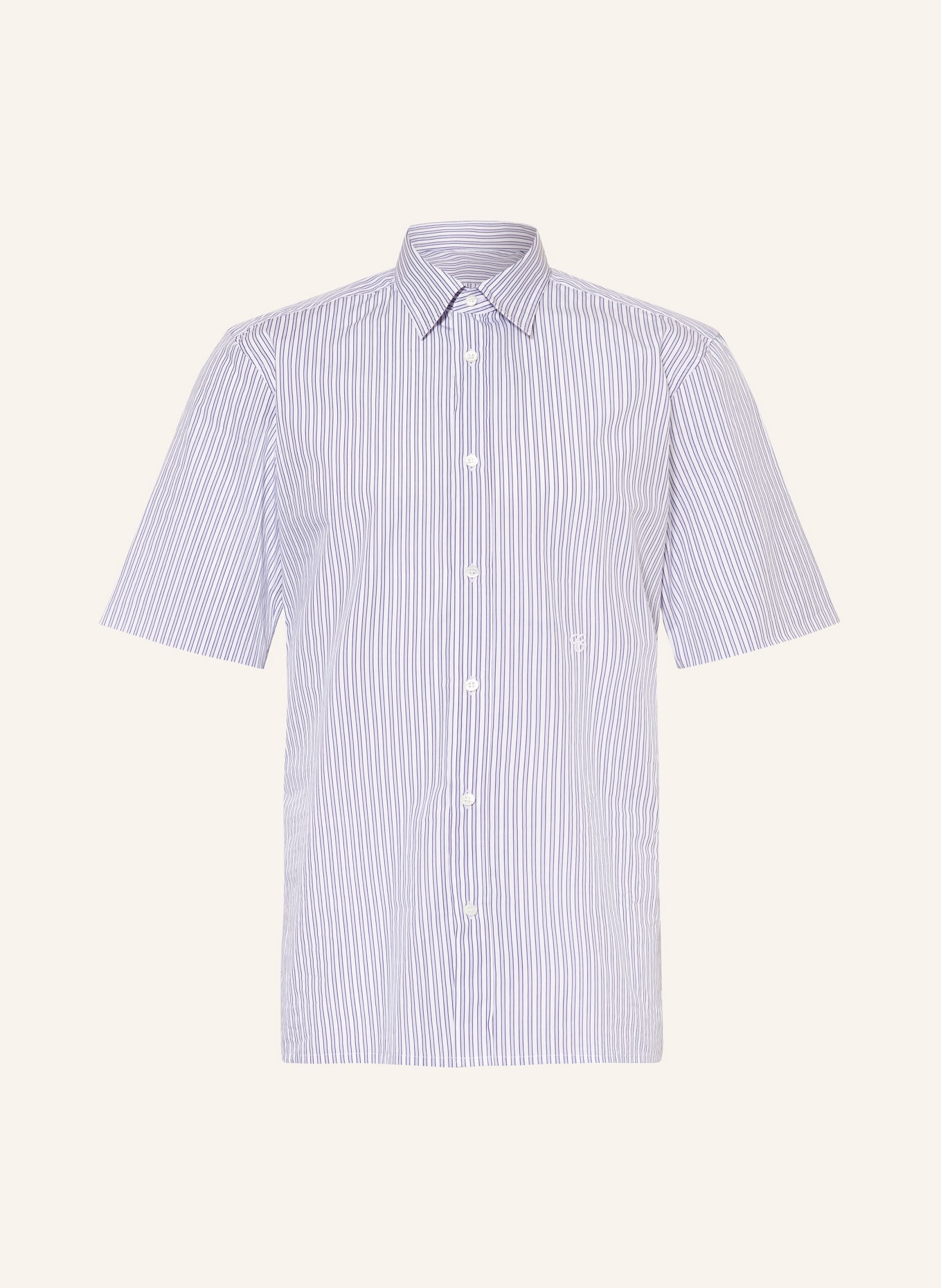 Maison Margiela Short sleeve shirt slim fit, Color: WHITE/ DARK BLUE (Image 1)
