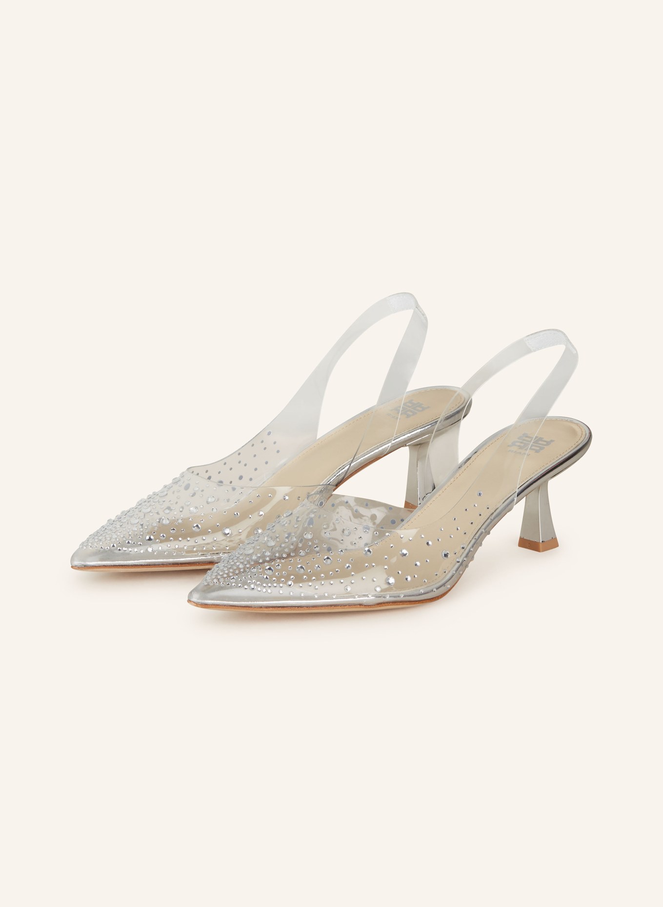 RIANI Slingback pumps with decorative gems, Color: SILVER (Image 1)