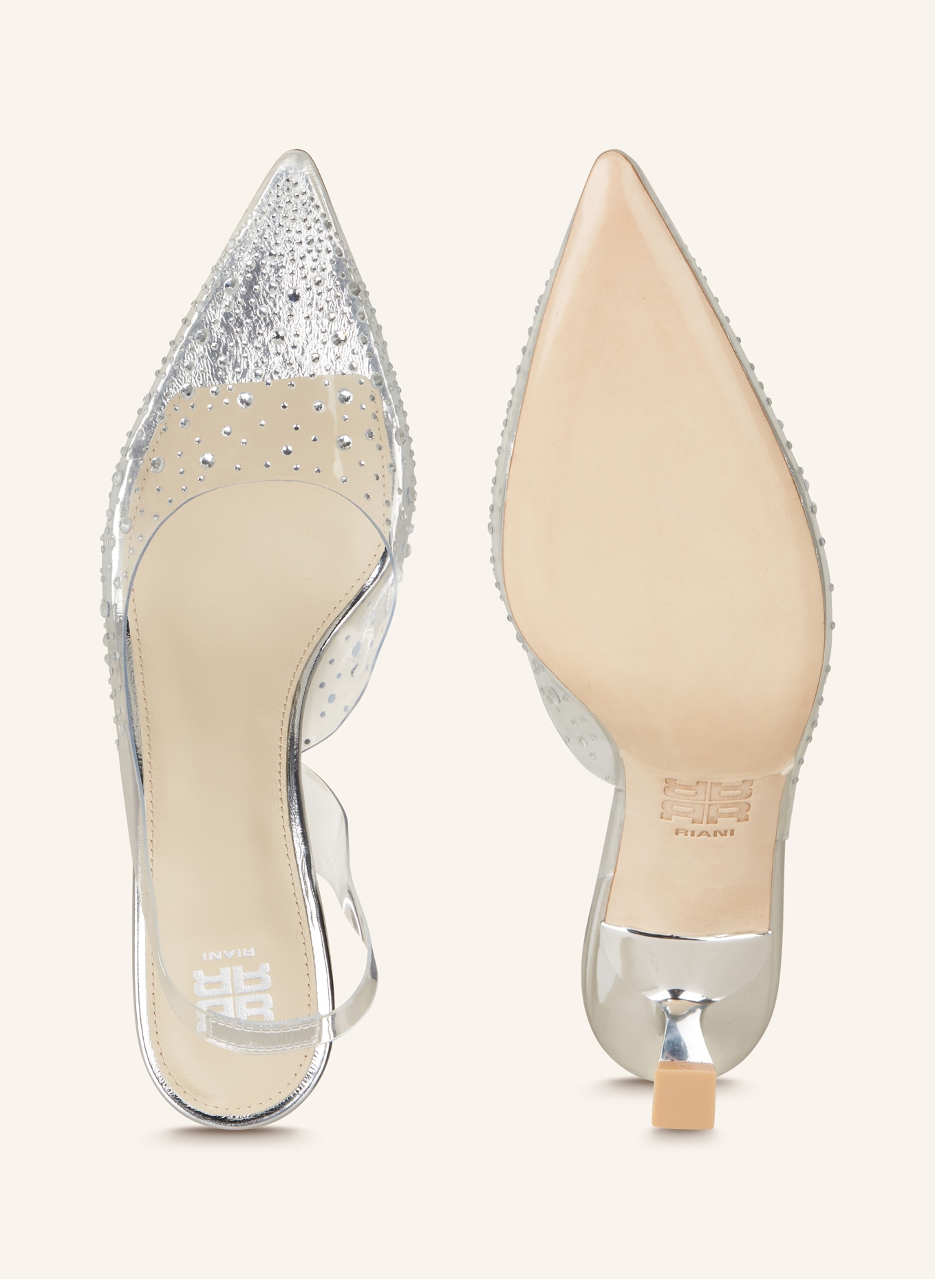 RIANI Slingback pumps with decorative gems, Color: SILVER (Image 5)