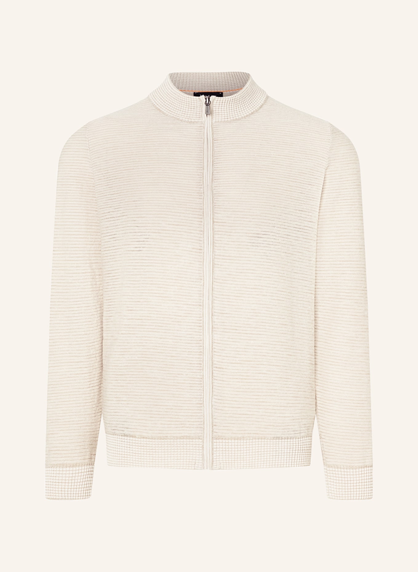 MAERZ MUENCHEN Cardigan with linen, Color: BEIGE/ WHITE (Image 1)